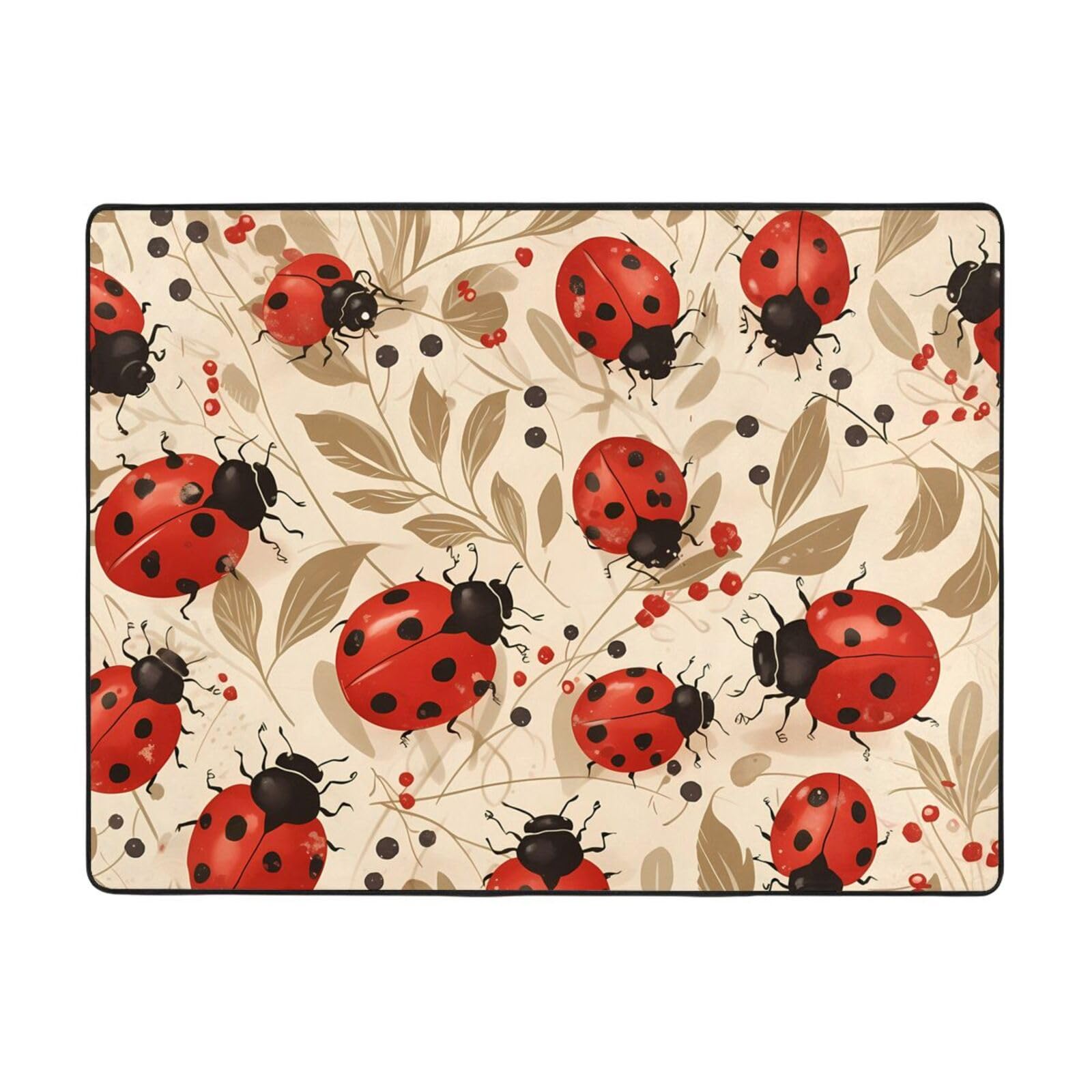 Tapis coccinelles 160x121cm idéal pour réchauffer le sol du salon