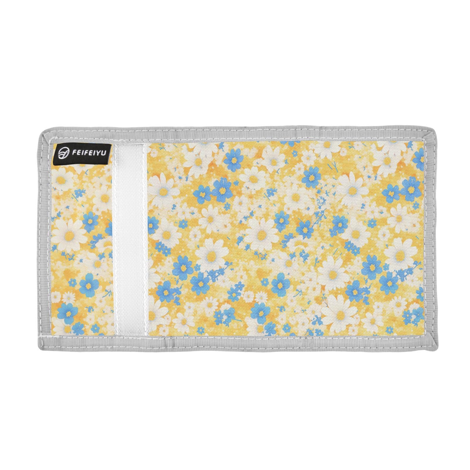 Blue White Daisy Flowers Yellow pocket wallets cool gifts cool mens small wallet with lanyard