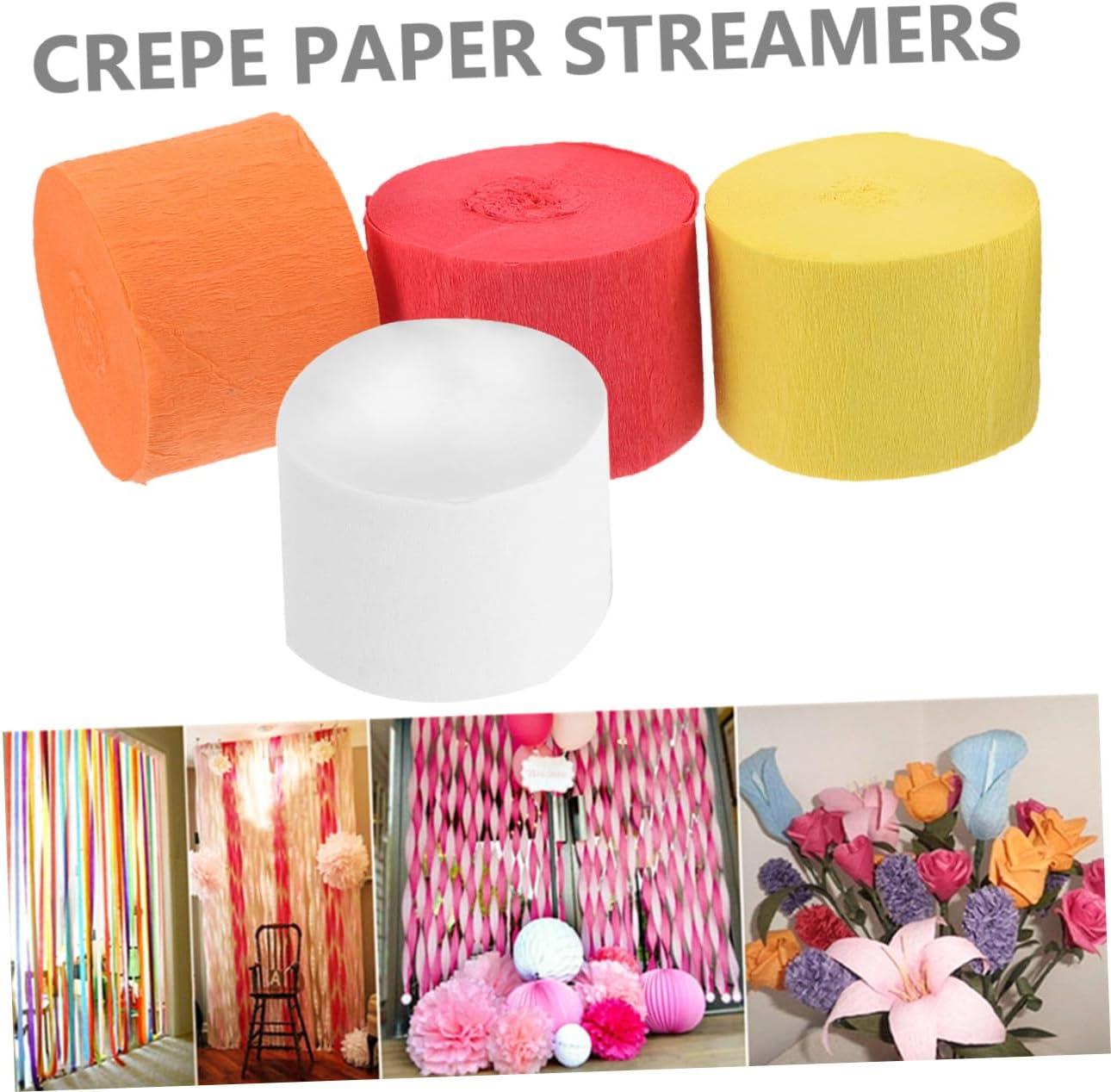 8pcs Crepe Paper Streamer Hanging Decor for Birthday Wedding Halloween Party Decorations for Crafts and Festive Backgrounds