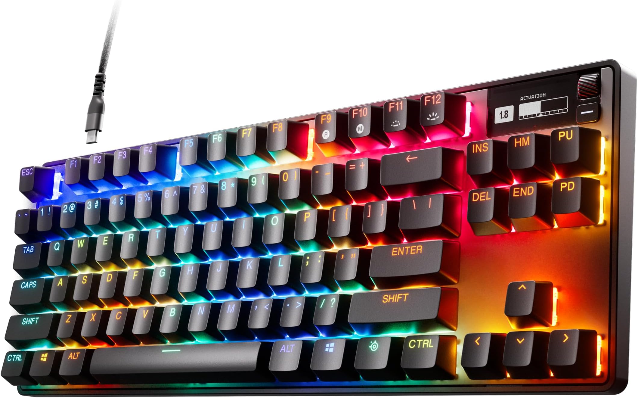 SteelSeries Apex Pro TKL - HyperMagnetic Gaming Keyboard - Adjustable Actuation - Esports Tenkeyless - OLED Screen - PBT Keycaps - USB-C - 2023 Edition - American QWERTY Layout - TKL