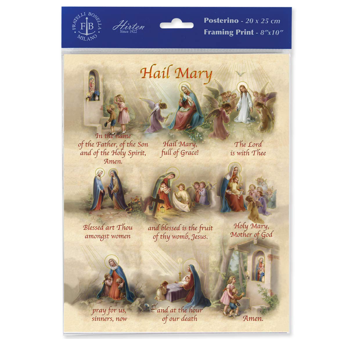 Je Vous salue Marie objet d'art religieux 25,4 cm aux finitions soignées