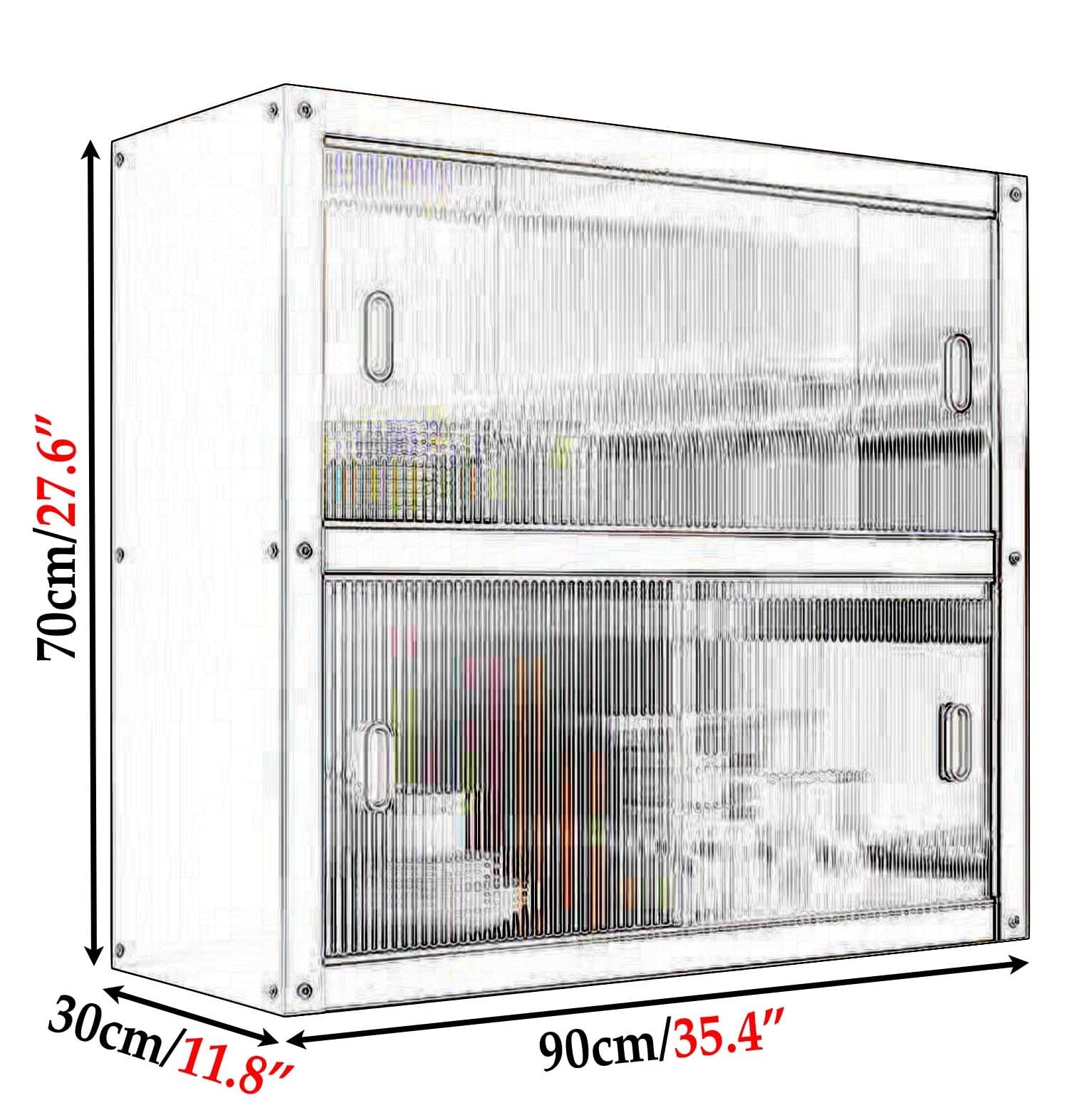 Hängeschrank Küche aus Edelstahl Mehrzweckschrank mit Acryl-Schiebetüren Wandhängende Metallschrank für Küche, Garage, Werkstatt, Restaurant, Waschküche(90 * 30 * 70cm/35.4 * 11.8 * 27.6in)