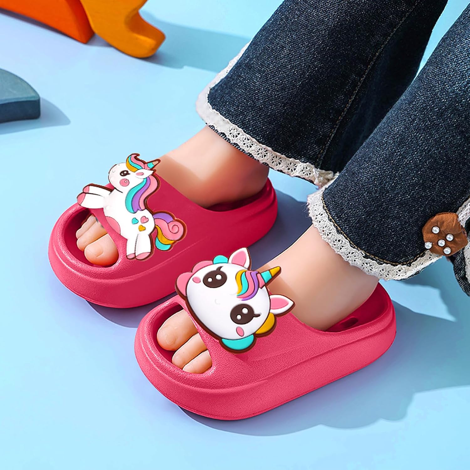 Boys Girls Slide Sandals Cute Cushioned Thick Sole Summer Beach Pool Shower Slippers Non-slip Quick Drying Sandal for Toddler Little Big Kid