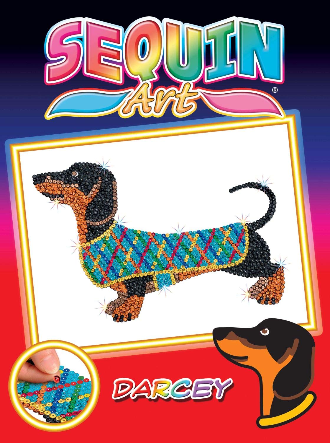 Sequin Art Red DARCEY the DACHSHUND Sparkling Arts and Crafts Kit