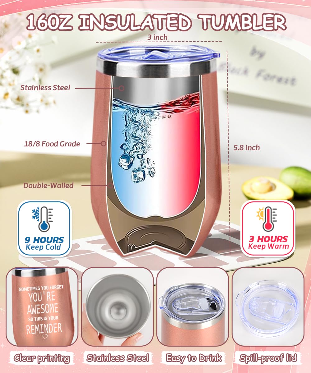 Idee Regalo Donna, Tazza da Vino in Acciaio Inox Regali Ragazza con Calzini Divertenti, Set Regalo Donna Compleanno per Mamma Migliore Amica Sorelle, Moglie