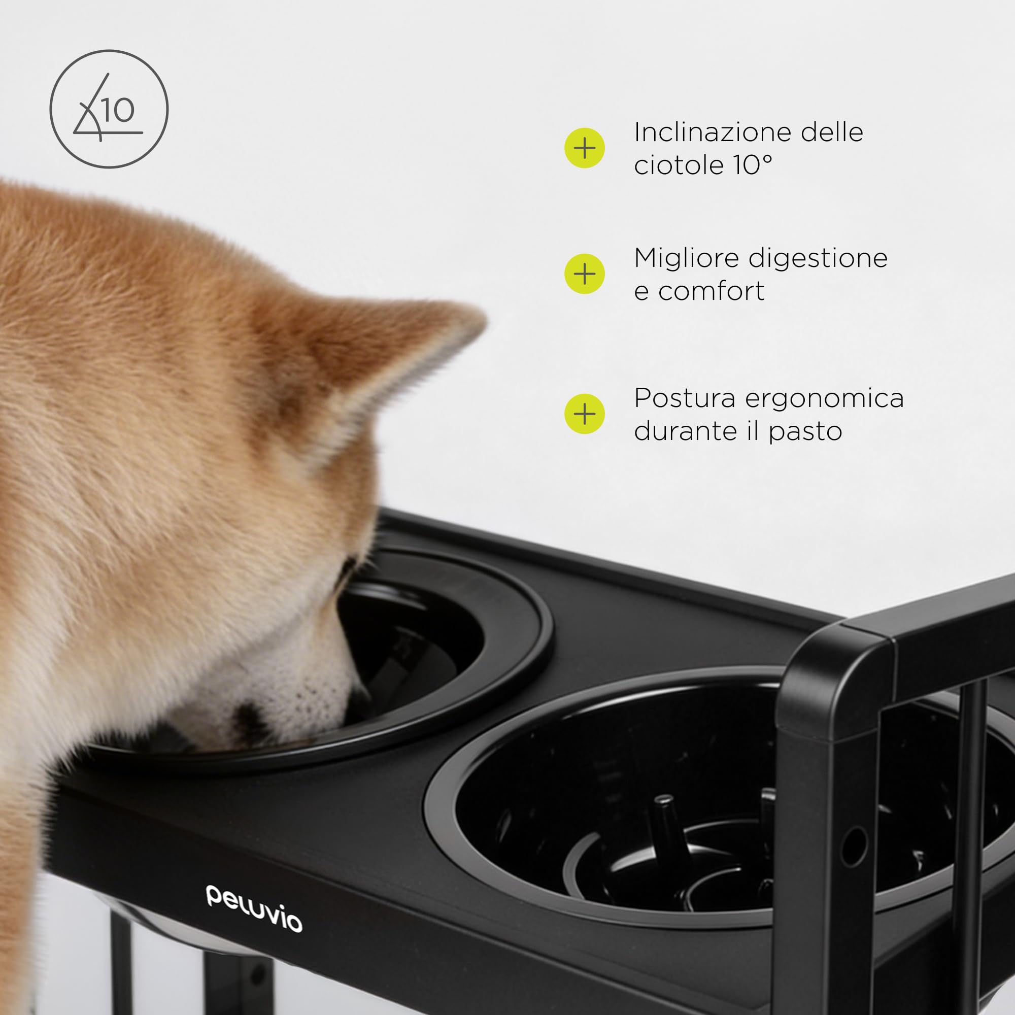 LEVEE Ciotole Rialzate per Cani Piccoli, Medi e Grandi, Ciotole | Regolabili in Altezza con 5 Livelli, Supporto in Metallo Stabile, Slow Feeder 1100 ml e Ciotola Acqua 1450 ml, Anti Schizzo
