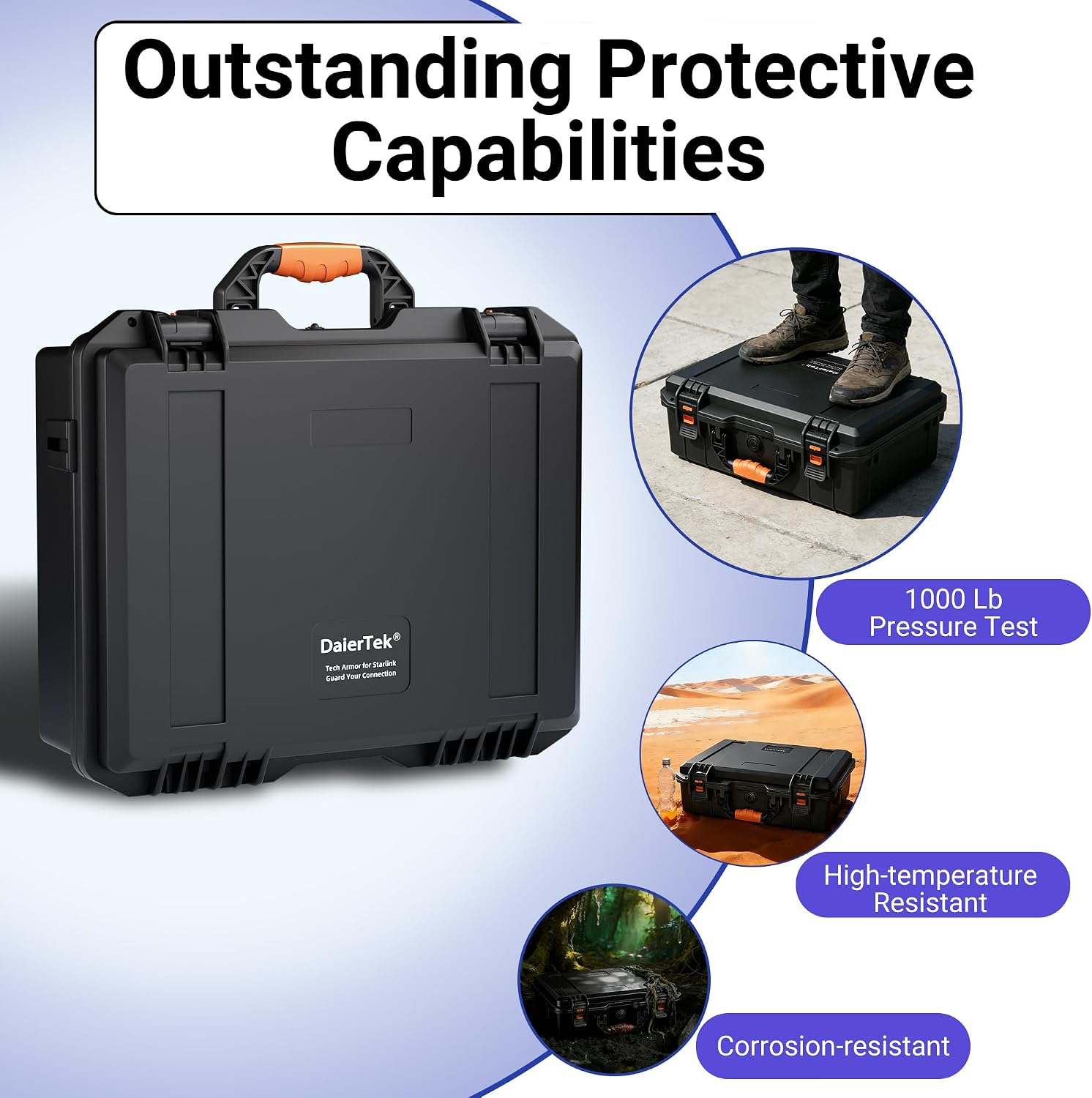 DAIERTEK Starlink Mini Hard Travel Case with Tripod, Waterproof & Portable Protective Black Starlink Mini Carrying Case, Includes precision-cut foam, a TSA lock