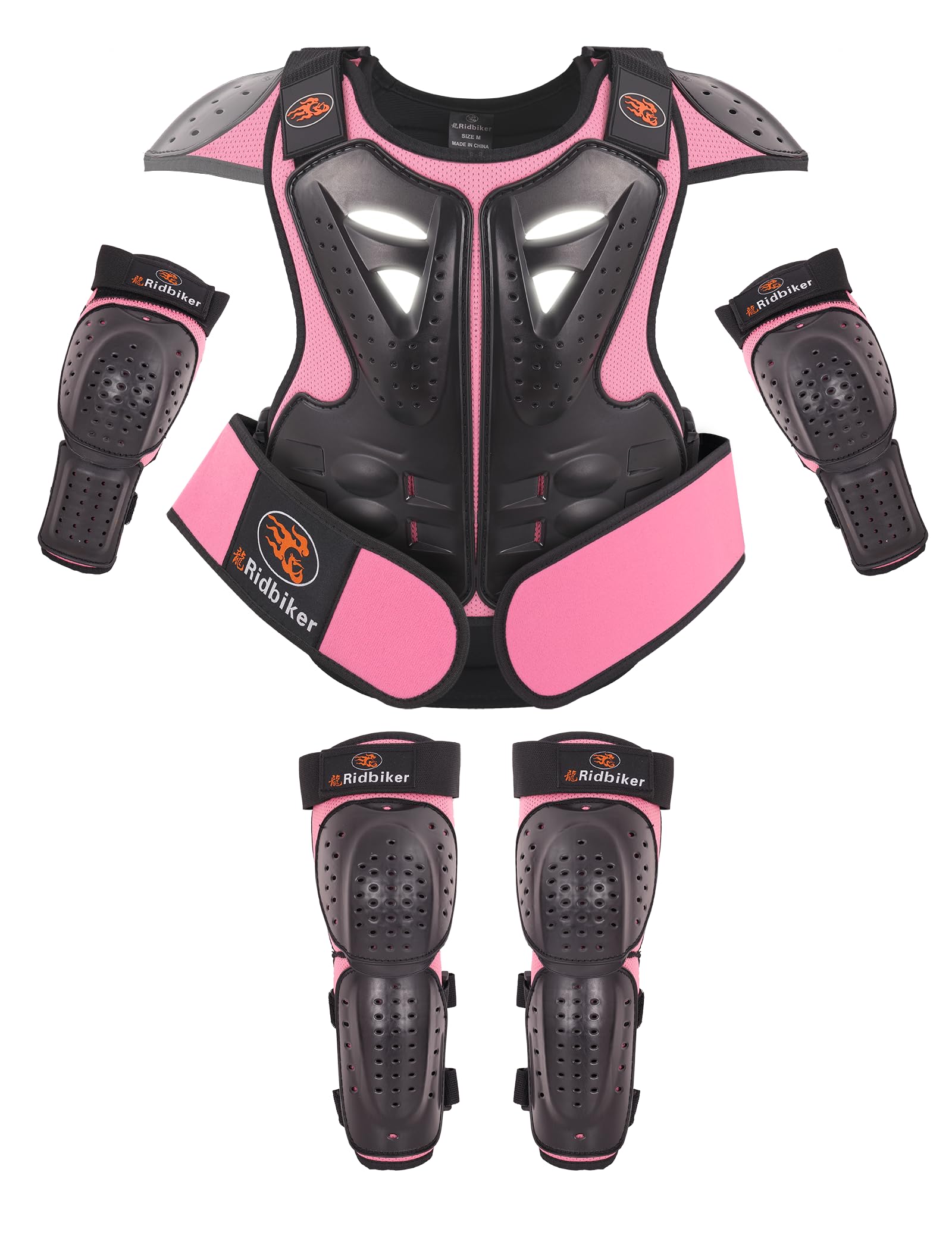 Kids Dirt Bike Gear Chest Protector Motocross，Youth Motorcycle Armor Suit with Knee Shin Guard Elbow Pads for Boys Girls Riding Protective Gear