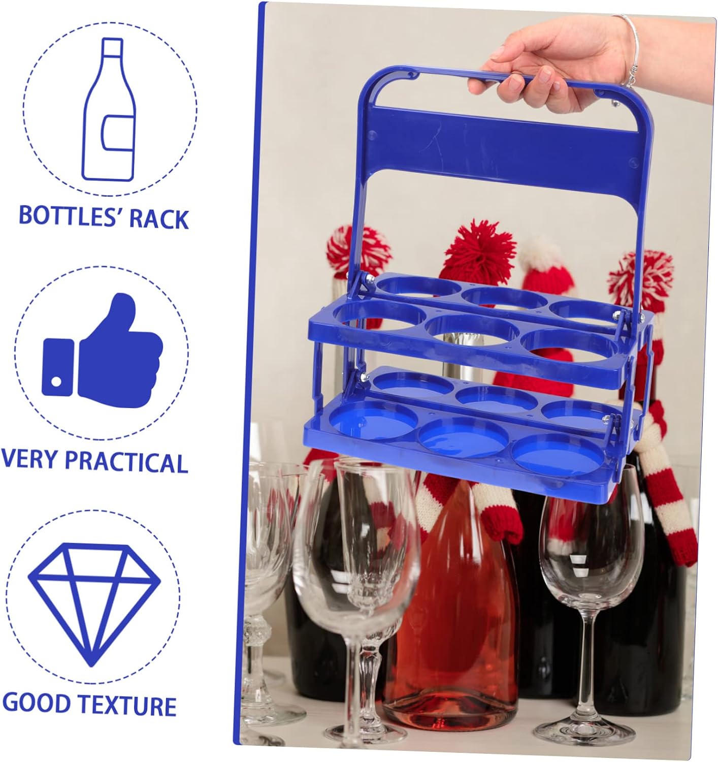 LIFKOME 2pcs Beer Carrier Beer Wine Bottle Holder Rack Carrier Storage Rack for Kitchen Countertop Bottle Organizer