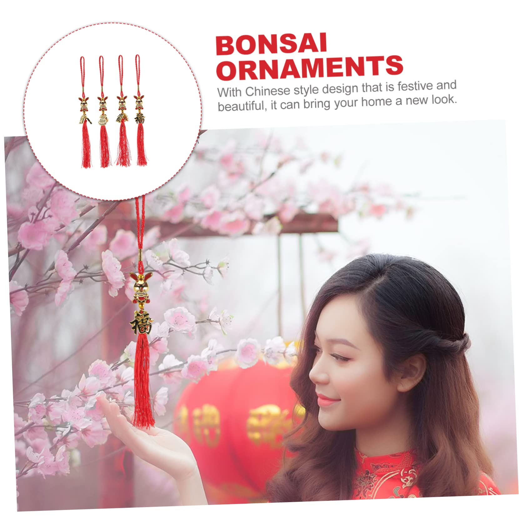 Alipis 20 Stück Neujahrsanhänger Sternzeichen Hase Anhänger Girlande Chinesisches Auto Hängezubehör Kaninchenstatue Bonsai Chinesische Anhänger Chinesische Feng Shui Charms
