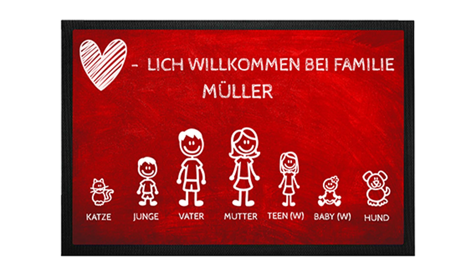 Fußmatte personalisiert - Türmatte für Familie mit Hund, 50 x 75 cm