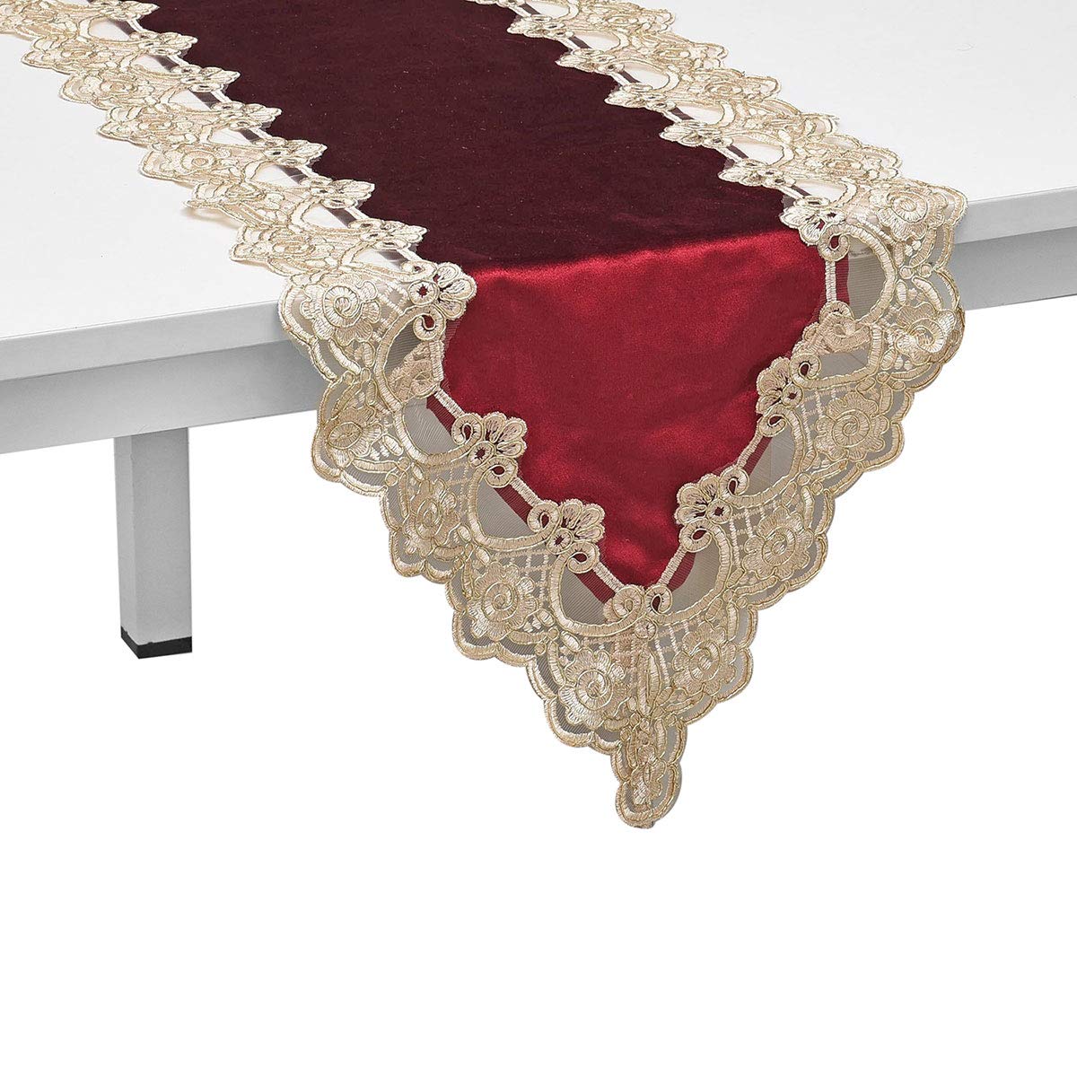 Shop LC Wine Dining Table Runner 72 inches Long with Gold Lace Border for Wedding, Party, Christmas Holiday, Bachelorette Bridal Shower Decorations & Home Decor