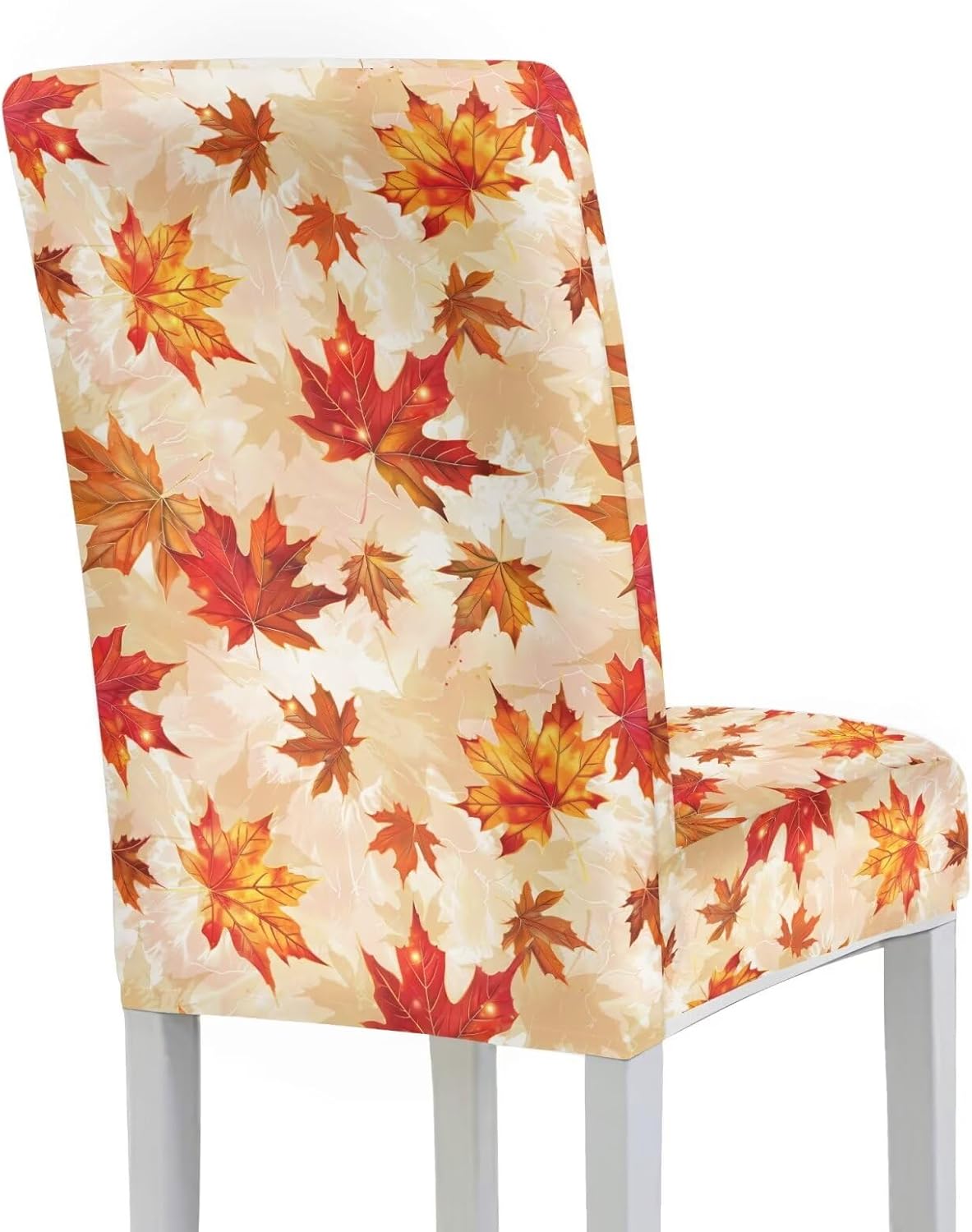 Rnyleeg Fall Maple Leaves Dining Chair Covers 4 Pack Chair Covers for Living Room Washable Chair Slipcovers No Arms for Home Kitchen Party Easy to Install