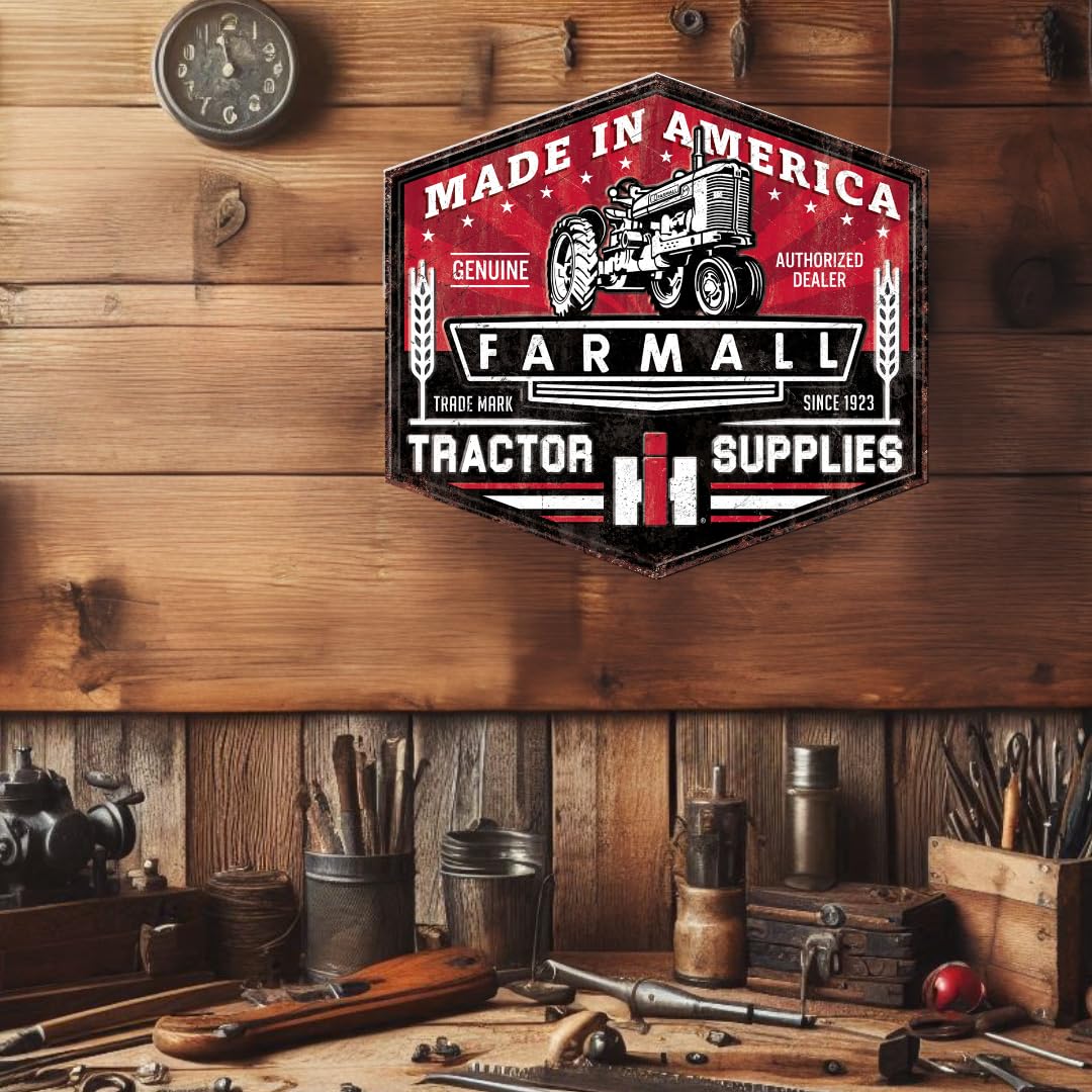 Desperate Enterprises Farmall Tractor Supplies - Letrero de aluminio en relieve de alta calidad, letreros vintage, letreros de tractor, letreros de metal vintage nostálgicos, fabricado en los Estados