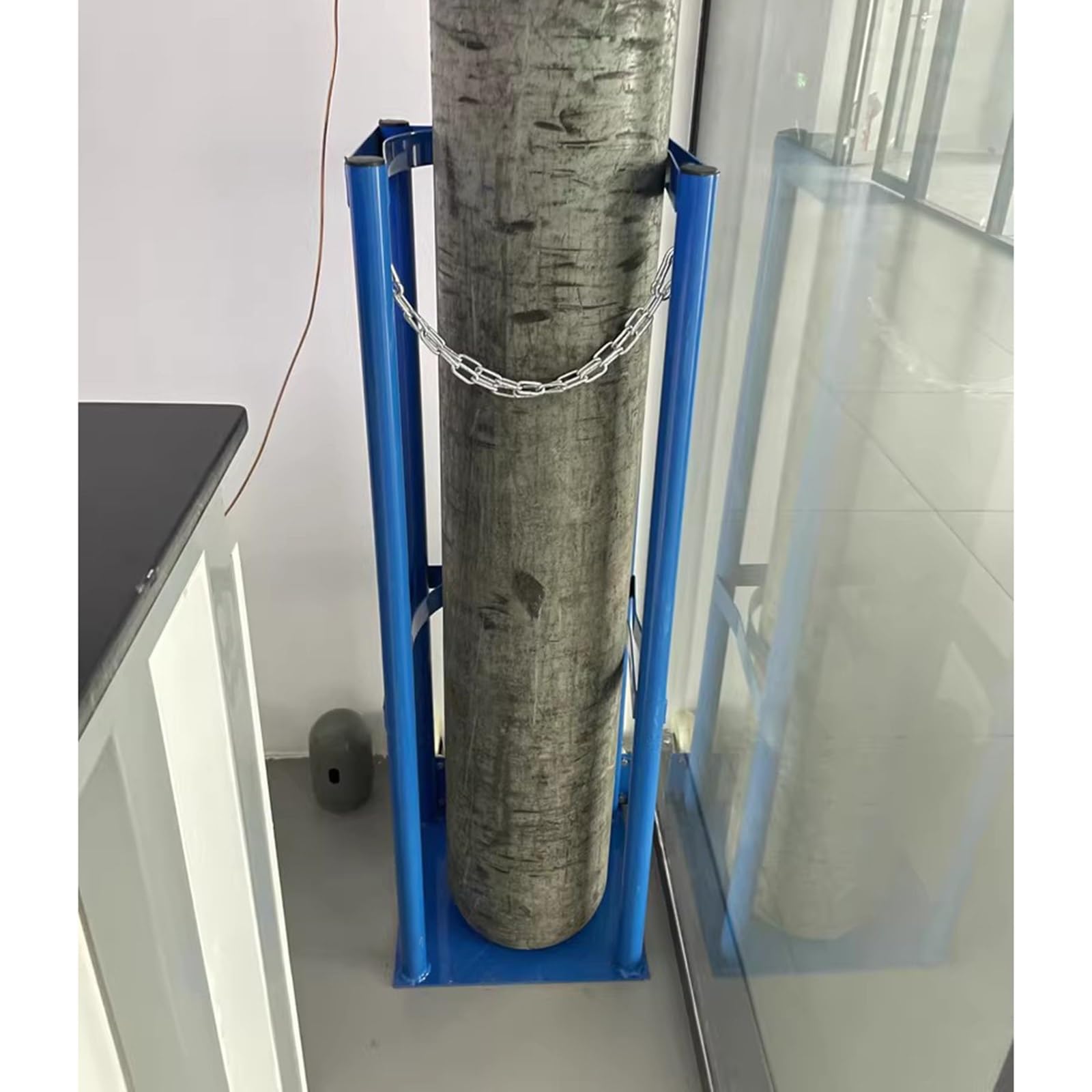 Soporte para bombonas de Gas - Estante Fijo de 80-100 cm de Alto para Almacenamiento, Soporte para bombonas con Cadena Protectora y Tornillos, Organizador Resistente para una Sola Botella (2