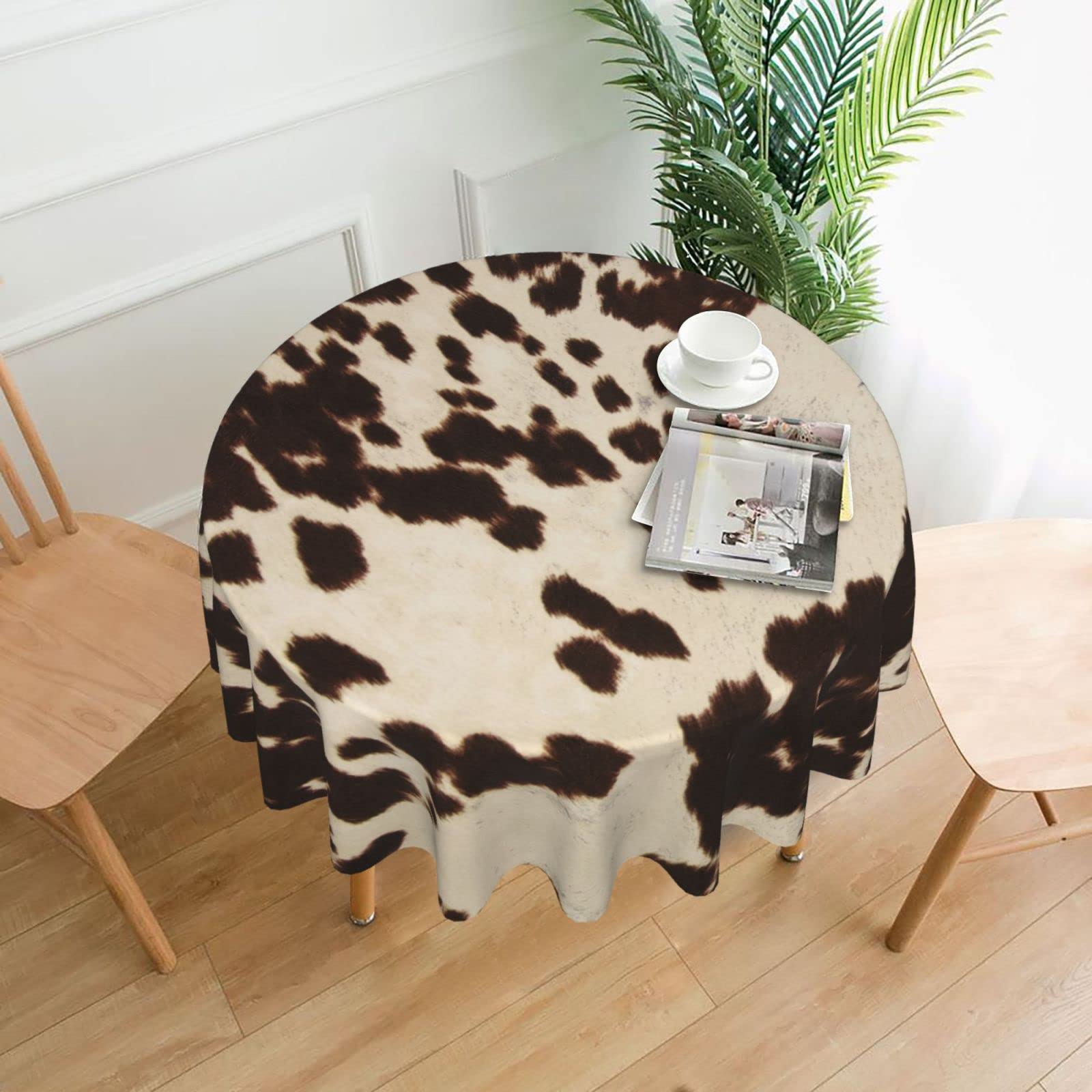 Nappe ronde en cuir lavable 152,4 cm marron imperméable pour buffet et pique-nique