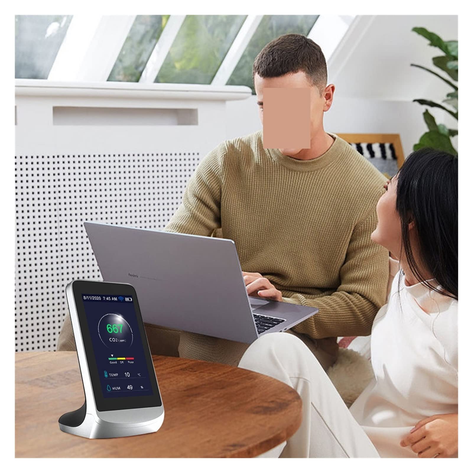 Monitor gas, rilevatore perdite gas, Rilevamento e rilevamento di anidride carbonica CO2WIFI. Versione Temperatura e umidità Versione inglese Rilevatore di qualità de-ll'aria per casa, camper, fognatu