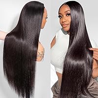 Vista 14 de Hermosa - Pelucas frontales lacias HD de 13 x 4, 180 % de densidad, pelucas de cabello humano transparente con encaje frontal, prearrancado con pelo