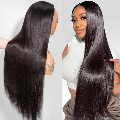 Miniatura 14 de Hermosa - Pelucas frontales lacias HD de 13 x 4, 180 % de densidad, pelucas de cabello humano transparente con encaje frontal, prearrancado con pelo