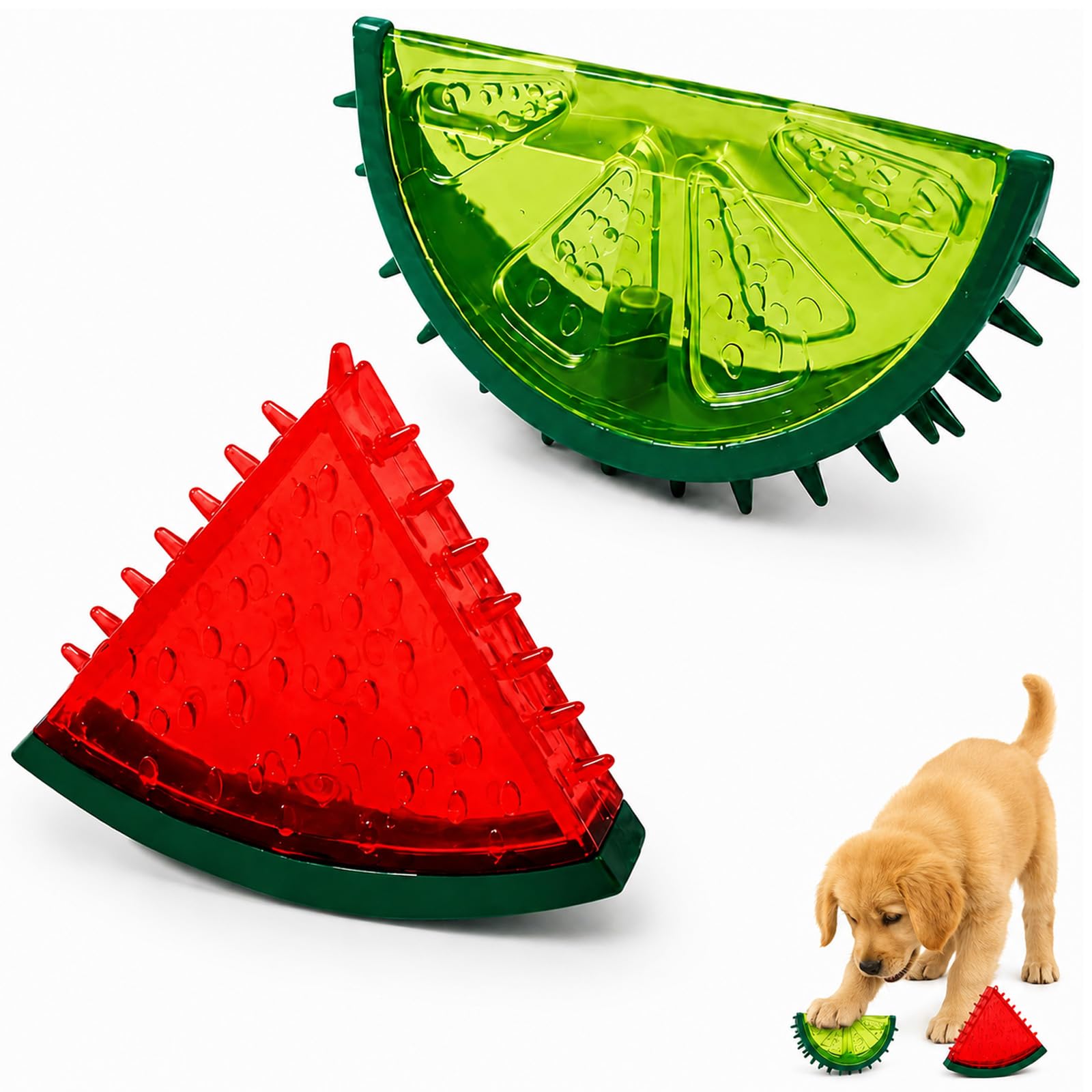 2Pcs Puppy Teething, Freezable Watermelon & Pineapple Shapes for Puppies