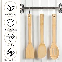 Vista 3 de 3Pcs Wooden Spoons for Cooking 12" Bamboo Slotted Spoon Spatula Kitchen Utensils Set for Non-Stick Pans Wooden Spatula for Nonstick Cookware
