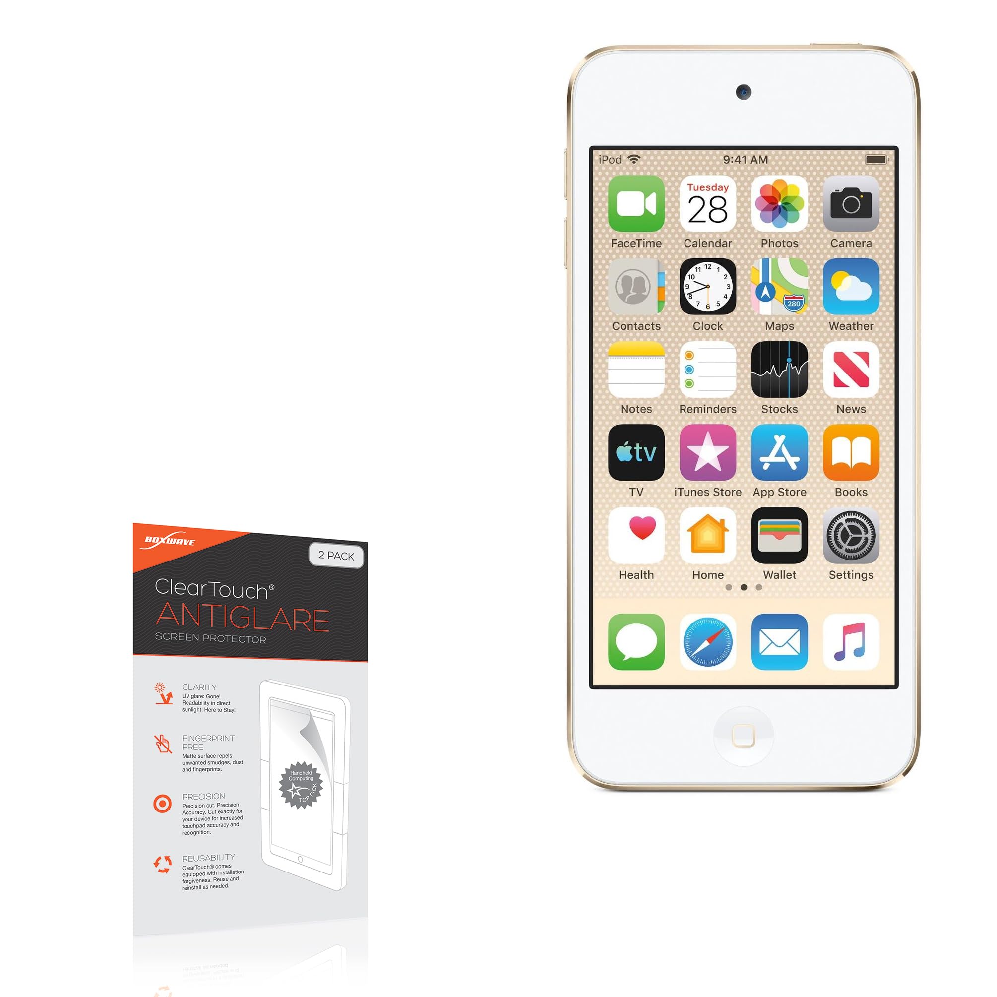 BoxWave Screen Protector Compatible with Apple iPod Touch (7th Gen 2019) - ClearTouch Anti-Glare (2-Pack), Anti-Fingerprint Matte Film Skin