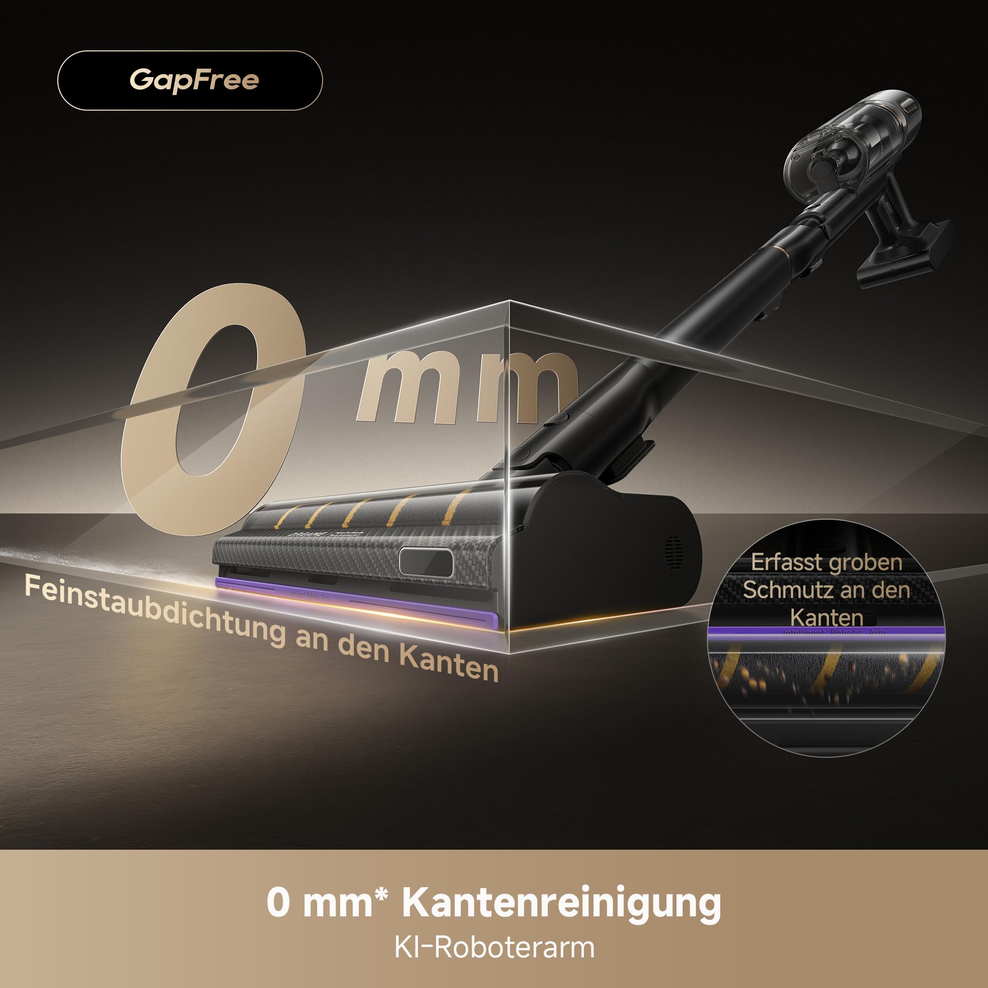 dreame V20 Pro-A Kabelloser Staubsauger, Kantenreinigung 0 mm, ohne Verheddern, für Hartböden und Teppiche, 24.000PA / 210 AW, 90 Min. maximale Laufzeit, Filterung 99,99%, entfernt Tierhaare