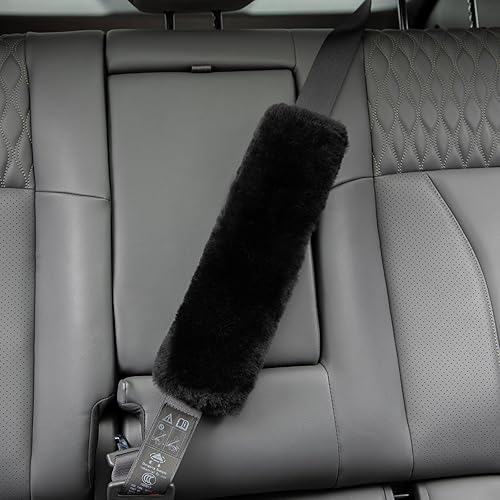 Miniatura 3 de Funda para cinturón de seguridad de piel de oveja auténtica, suave y auténtica, almohadilla para cinturón de seguridad para una conducción más