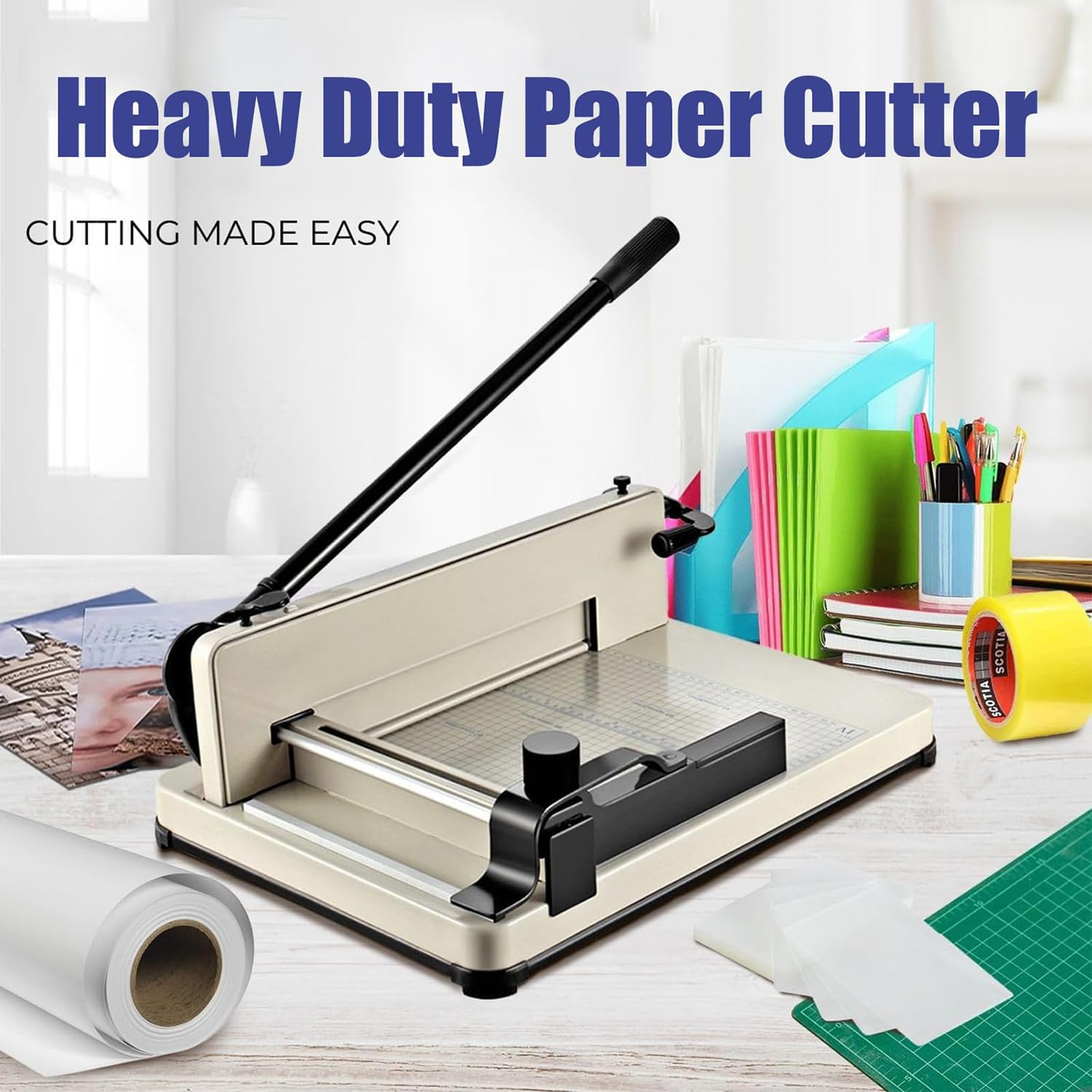 Massicot à papier robuste avec couteau en forme de U, multifonction pour bureau, maison, école