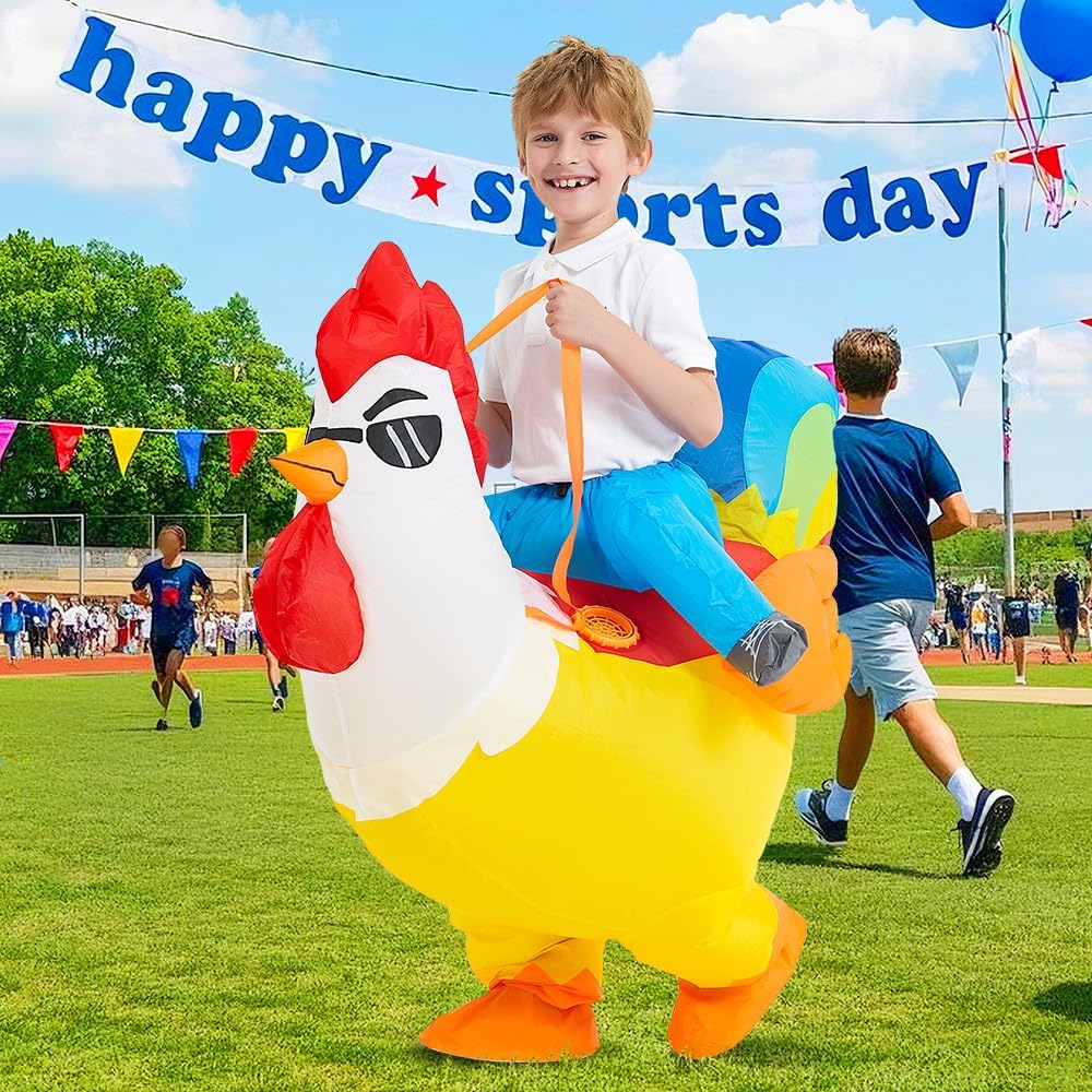 Chicken Costume Kids, Inflatable Costumes for Kids/Boy/Girls, Blow up Rooster Costume for Halloween Party - Image 2