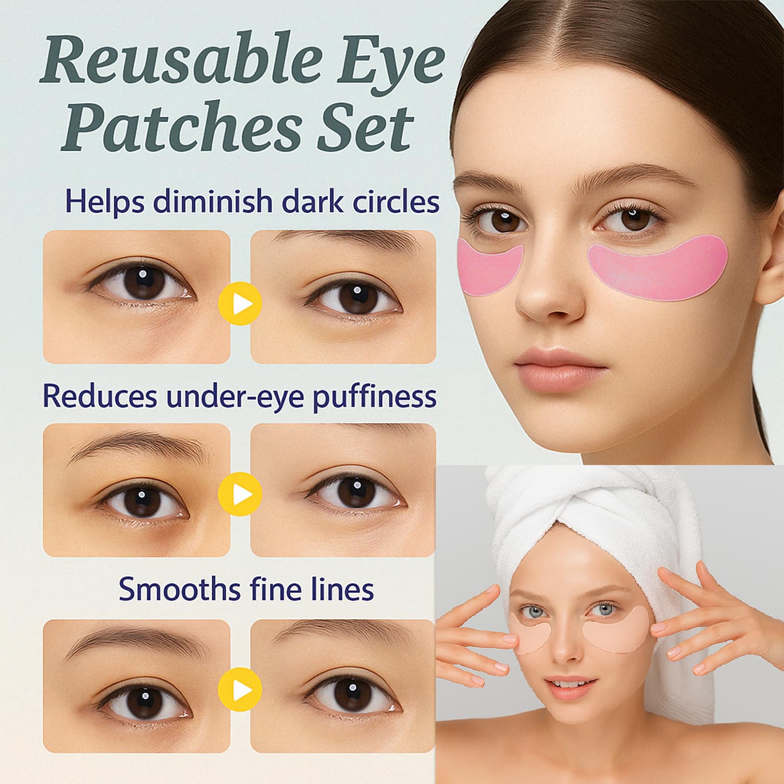 Reusable Silicone Under Eye Mask, 2 works (Nude & Pink), Eye Patches for Puffiness Dark Circles & Fine Lines - Image 2