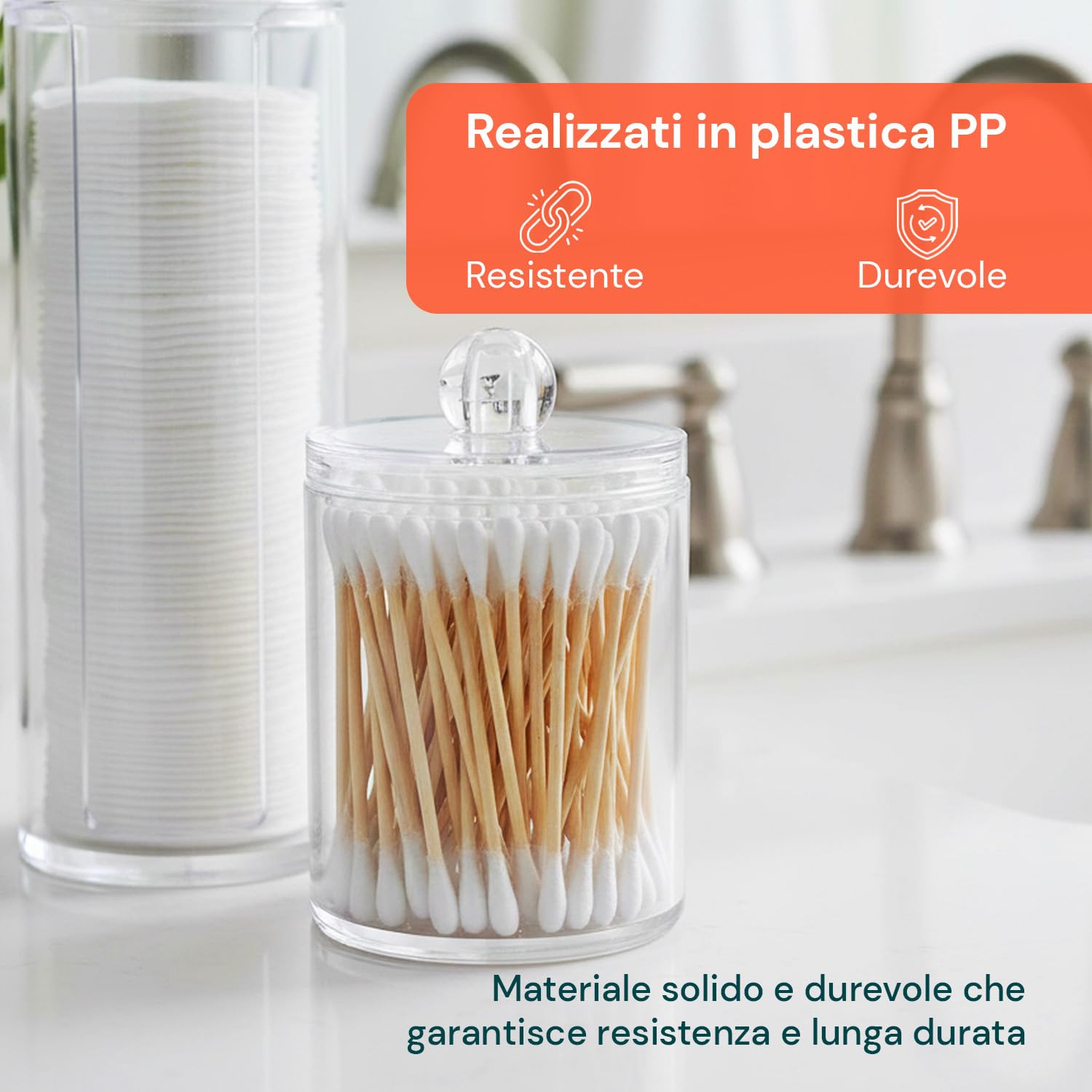 Avilia – Set 3 Organizer Bagno Trasparenti in Plastica PP Resistente per Dischetti Struccanti, Bastoncini e Accessori da Toeletta, Facili da Pulire e Ideali per un Ordine Elegante e Duraturo