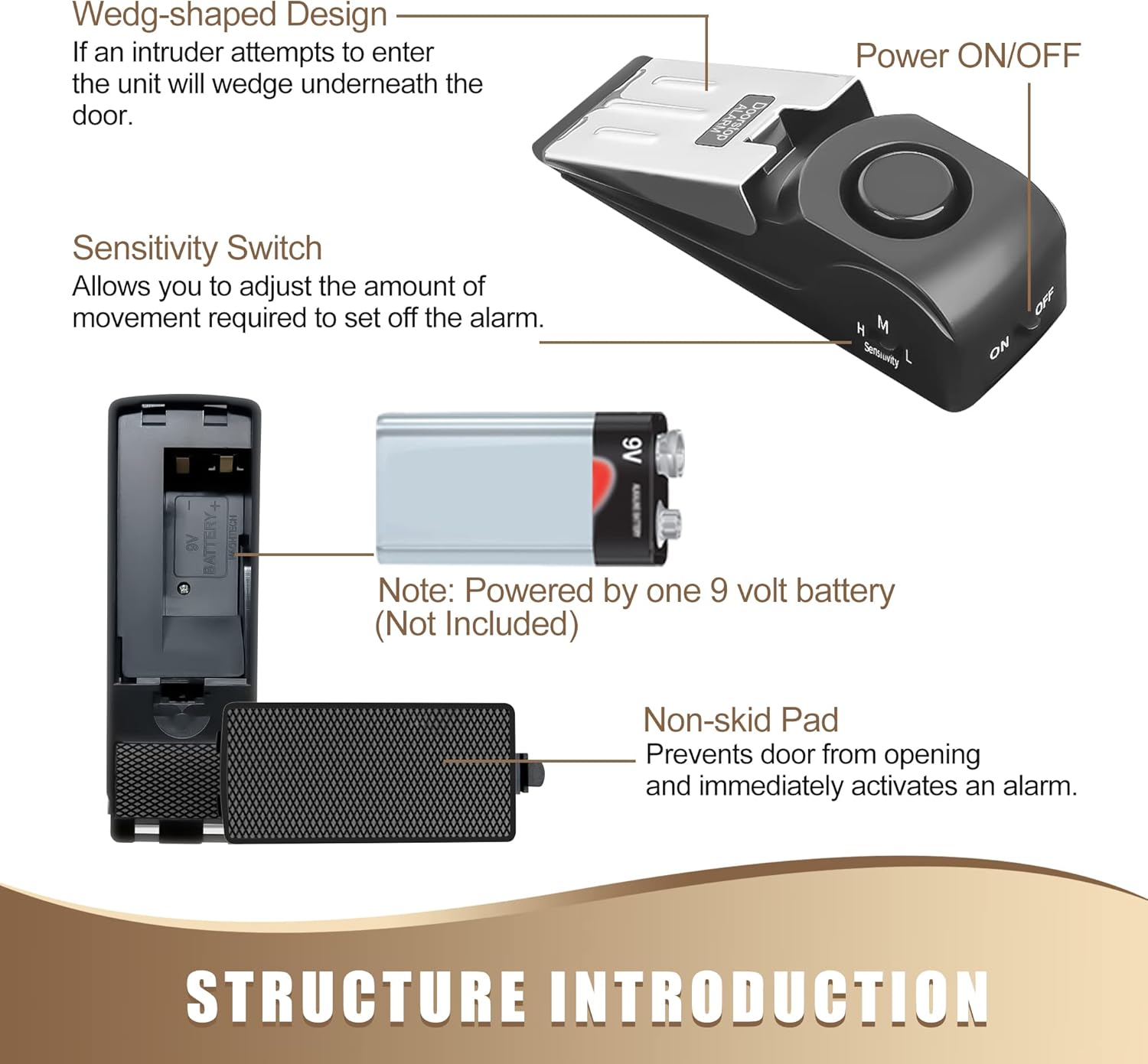 AceMining Upgraded Portable Door Lock & Black Door Stop Alarm : Office Products