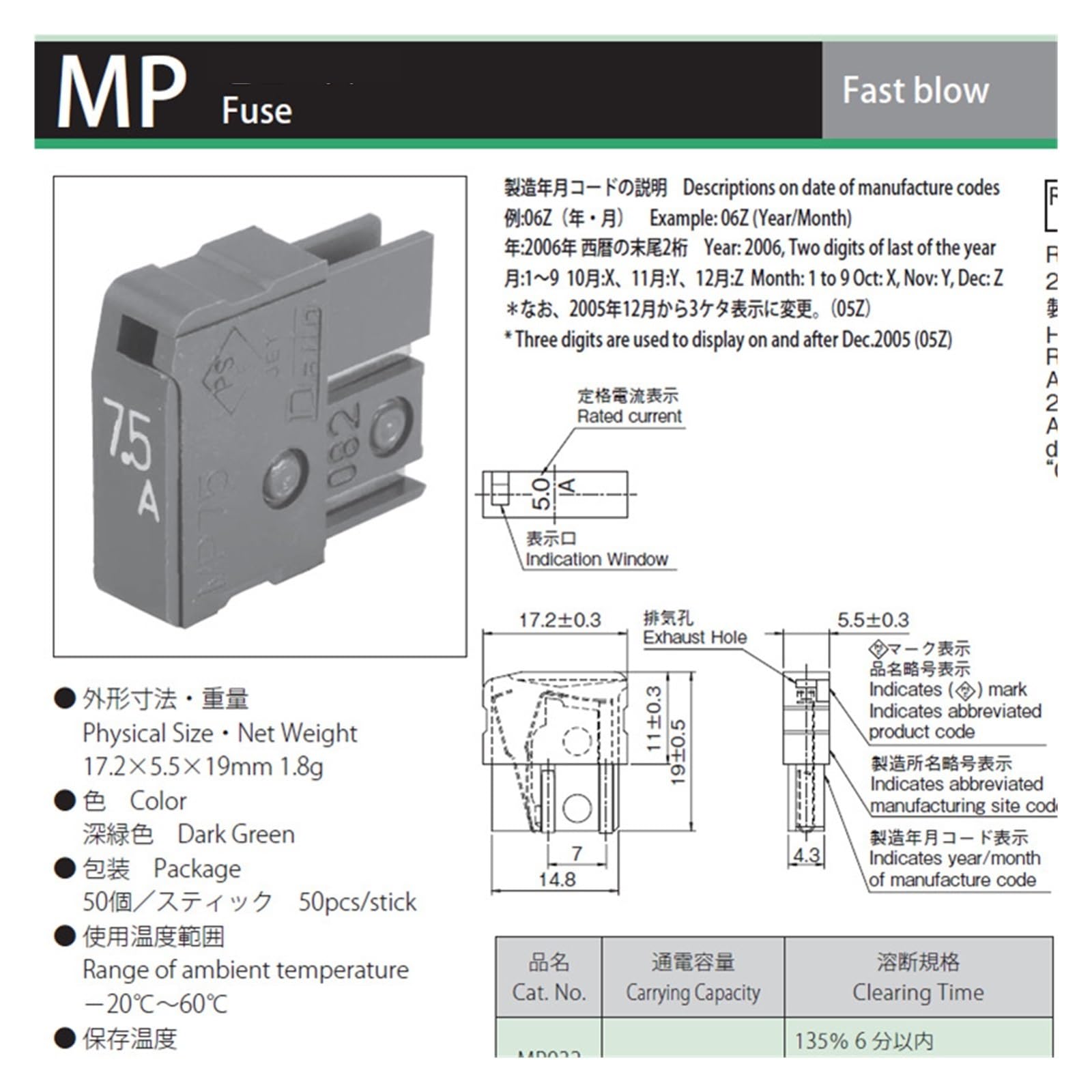 Fusibili da 10 Pezzi, A60L-0001-0046, MP05 MP063 MP10 MP16 MP20 MP32 MP50 MP63 MP75(MP20 2A)