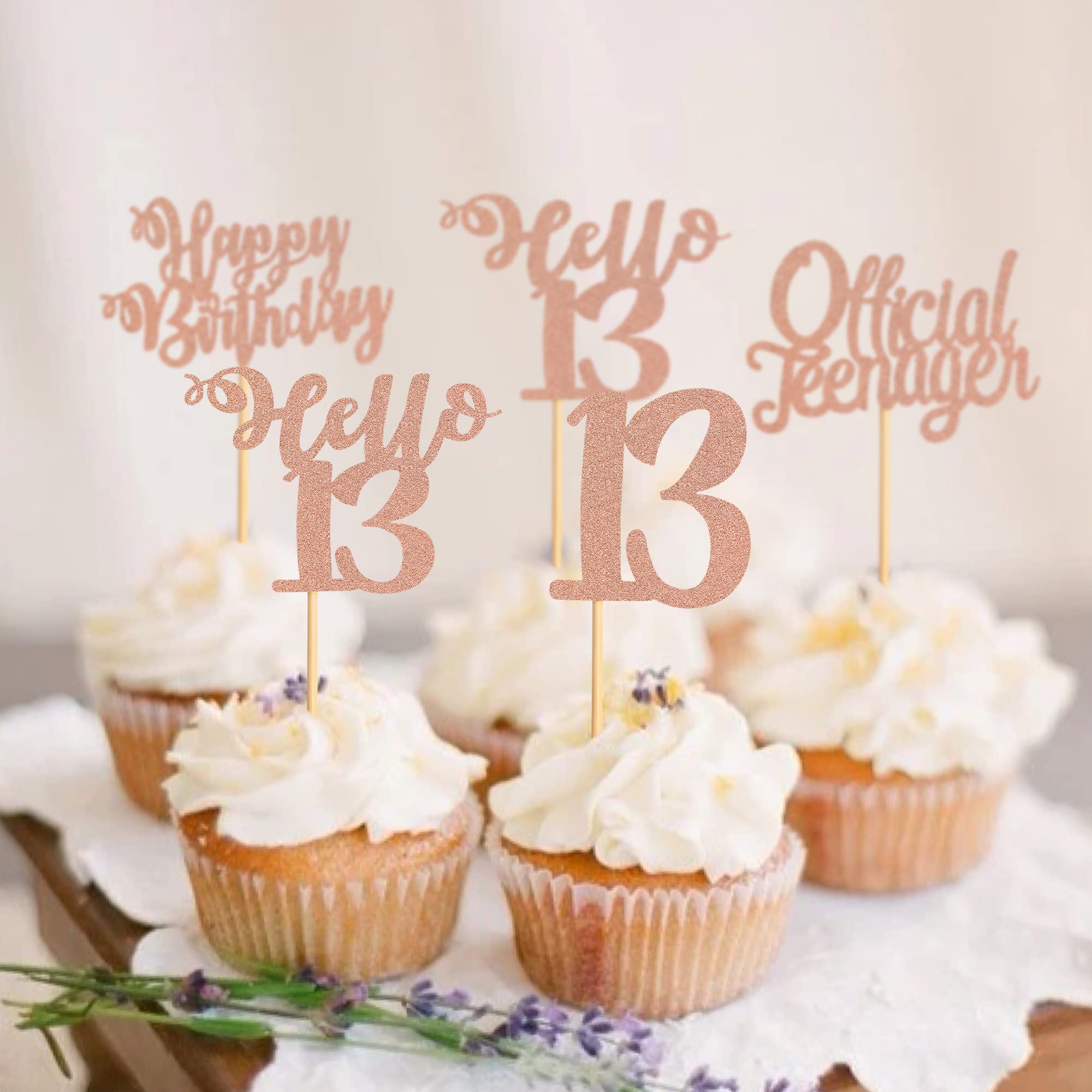 Lot De 13 Décorations De Cupcakes À Paillettes Dorées Pour