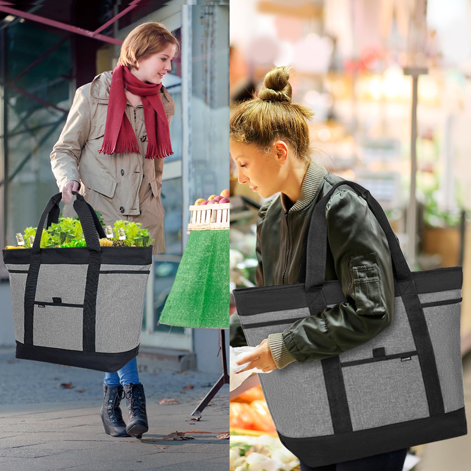 OUUTMEE Bolsa térmica aislada para comestibles, bolsa grande para congelador, bolsa de entrega de alimentos para alimentos fríos/calientes