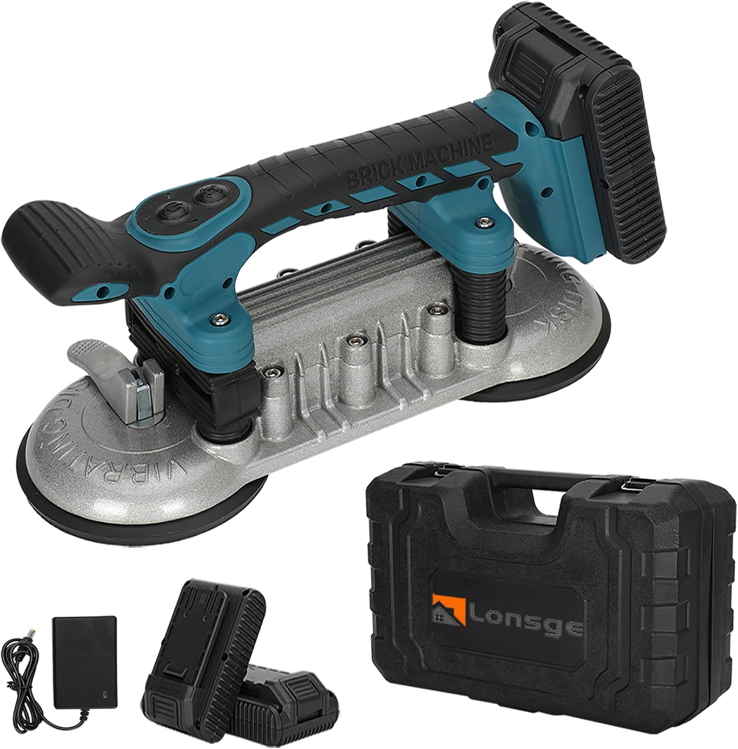 Tile Installation Tool Vibration Machine-120 mm Double Suction Cup, 400kg Adsorption Handheld Automatic Tiling Vibrator, Electric Tile Vibrator Tools 6 Speeds Adjustable 12500mAh Max RPM 28000r/min