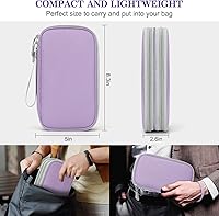 Vista 2 de FYY Organizador para cosas electrónicas, para viajes, para cables, cargadores y celular, estuche portátil, impermeable, doble capa, bolsa de Morado