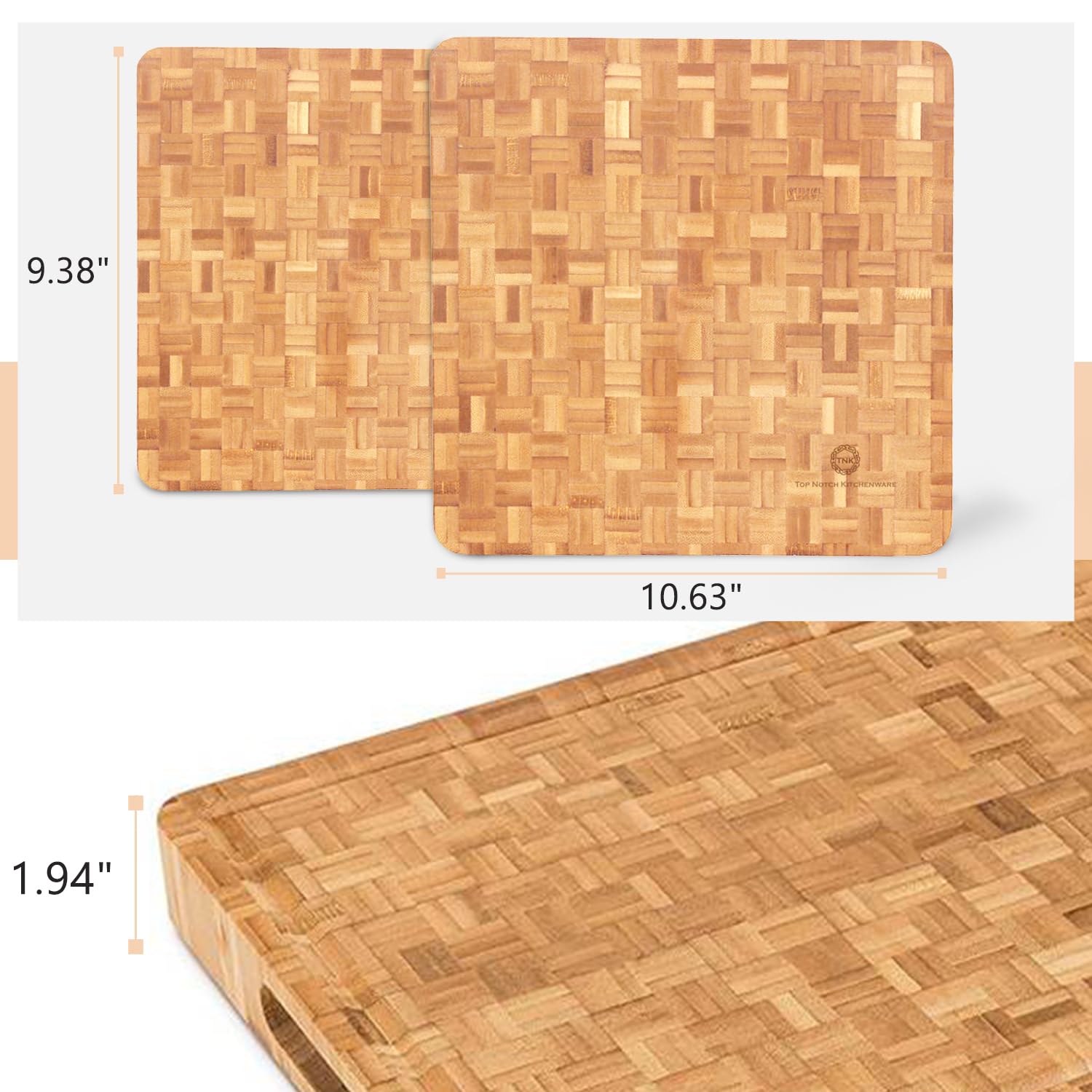 Top Notch Kitchenware bambusowa deska do krojenia z antypoślizgowymi gumowymi nóżkami