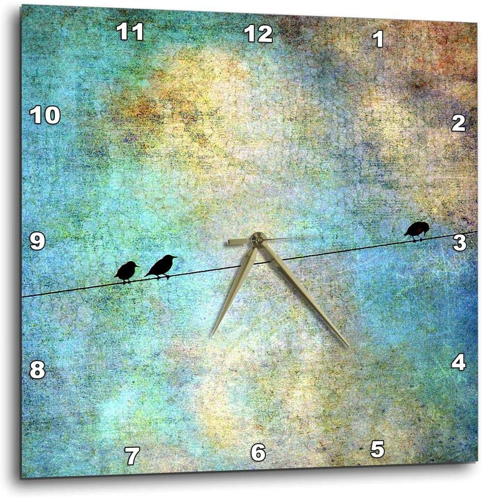3dRose dpp_164118_1 Birds on a Wire Digital Art by Angelandspot-Wall Clock, 10 by 10-Inch