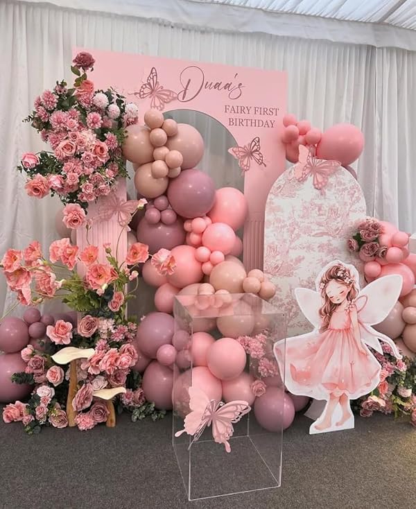 Arch Backdrop Cover Baby in Bloom Baby Shower Arch Stand Spandex Fabric Cover Blue Flowers Floral Pink Bows Girls Birthday Party Baptism Decorations (2.6X6ft,G-4029) by uiuyfrr - Used condition - Image 5