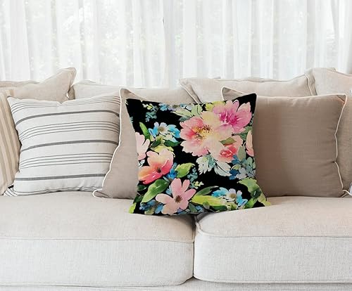 Miniatura 6 de Fundas de almohada con estampado clásico oriental abstracto floral blanco y negro de 18 x 18 pulgadas, funda de almohada decorativa para sofá, funda