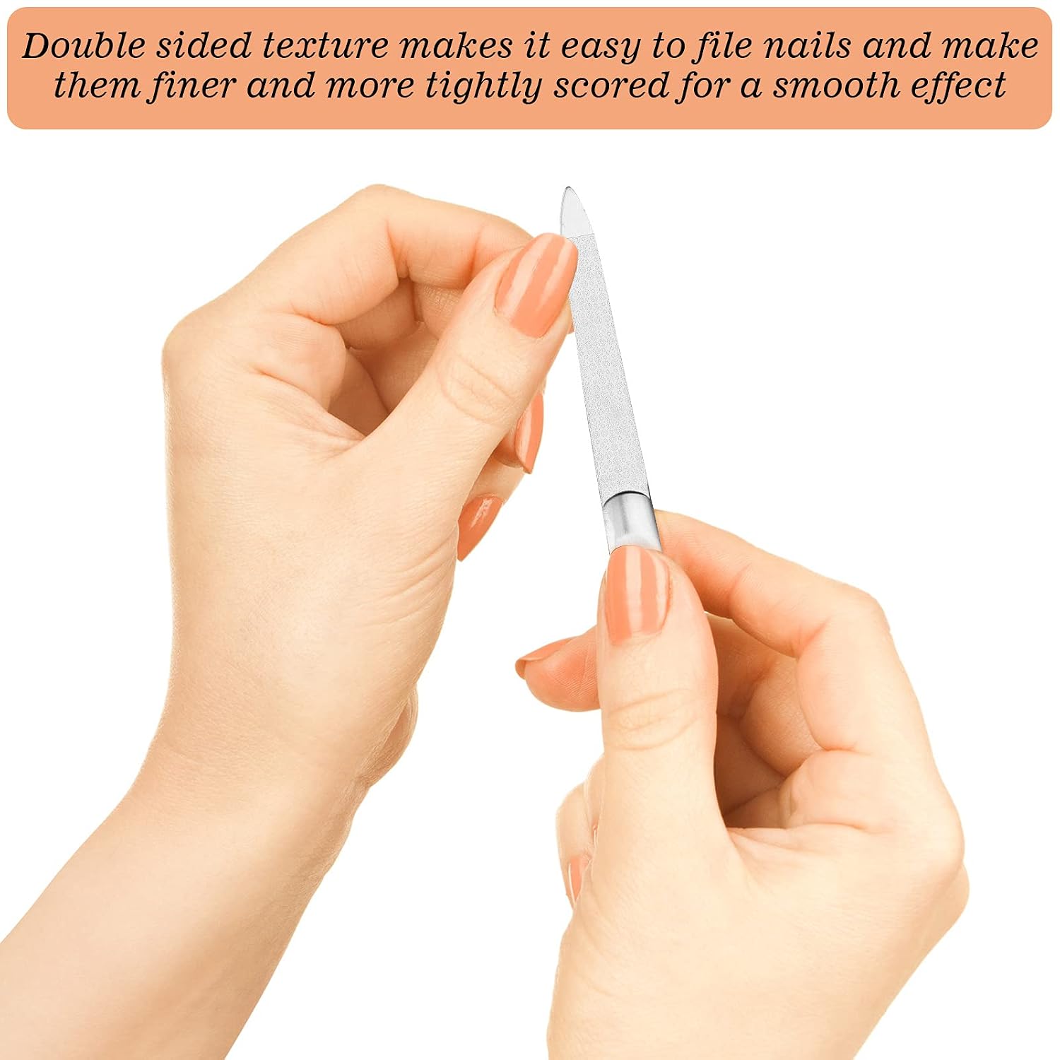 3 Pieces Stainless Steel Nail Files with Leather Case, Double Sided Metal Nail Files with Anti-slip Handle, Metal Nail File Buffer Manicure Pedicure Tools for Fingernail Toenail (Pink)