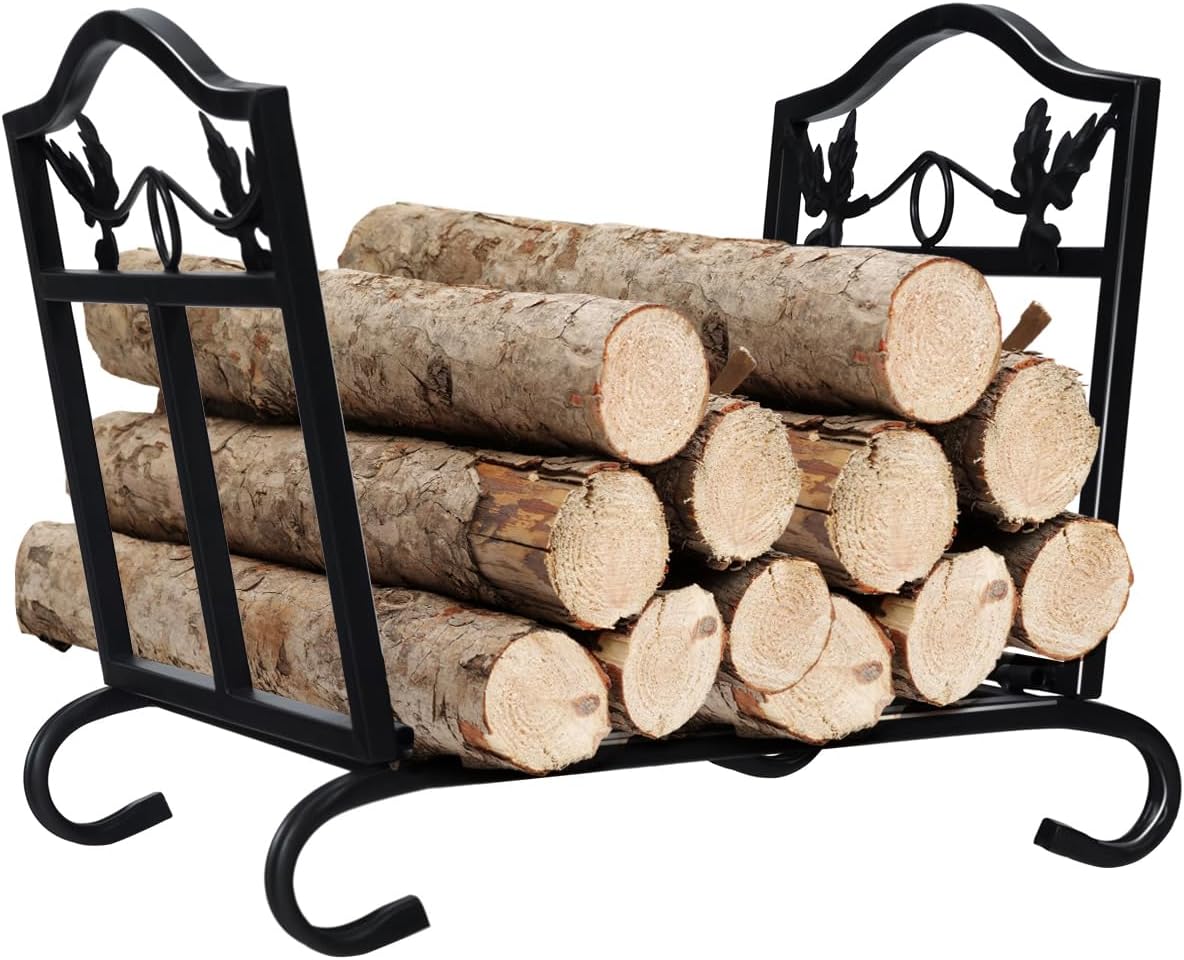 IRONMAX Portable Firewood Rack, Folding Heavy Duty Steel Log Storage Rack for Indoor & Outdoor, Lightweight Foldable Fire Wood Holder Stacker for Fireplace Stove Fire Pit