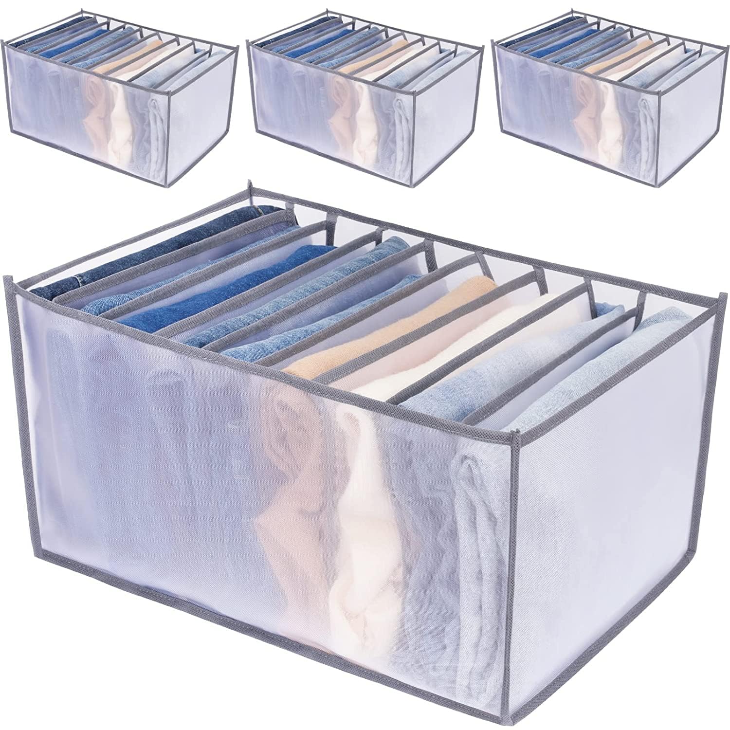 DEEPANJALI CHAURASIA Space Saving Closet Organizer Box Foldable Clothes Storage with Dividers for T-Shirts, Shorts, Skirts & Baby Essentials Pack of 4 Storage Bags-111-image-12