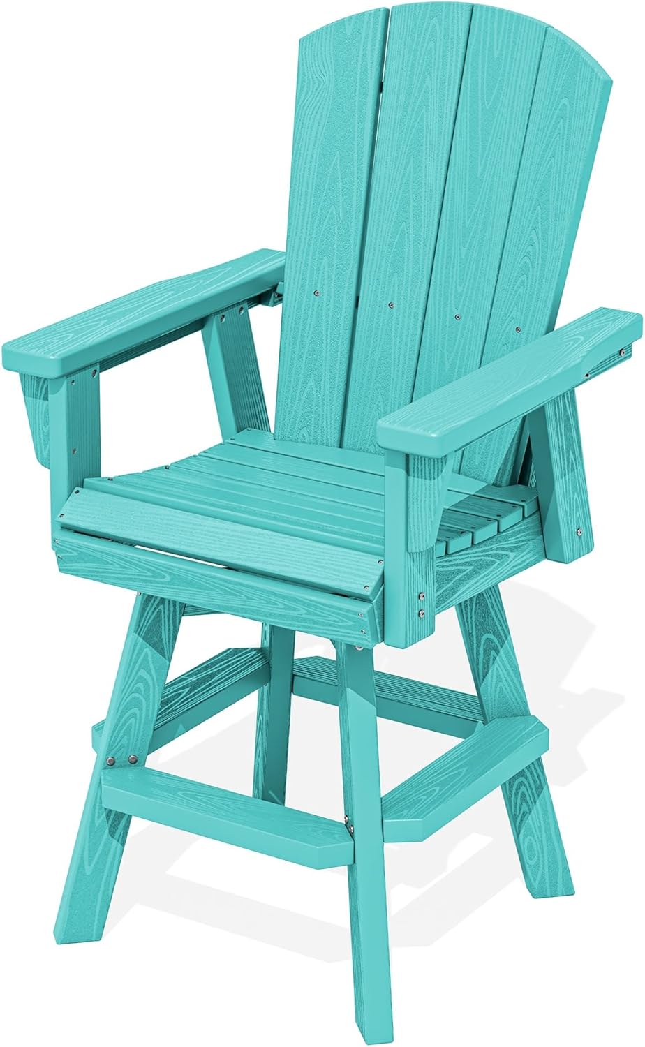 SERWALL HDPE Swivel Adirondack Bar Chair, Swivel Balcony Adirondack Chair, Outdoor Bar Height Barstools for Bistro, Poolside, Garden, Aruba