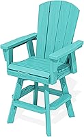 Vista 1 de SERWALL Silla de bar Adirondack giratoria de HDPE, silla Adirondack giratoria para balcón, taburetes de bar de altura de barra al aire libre
