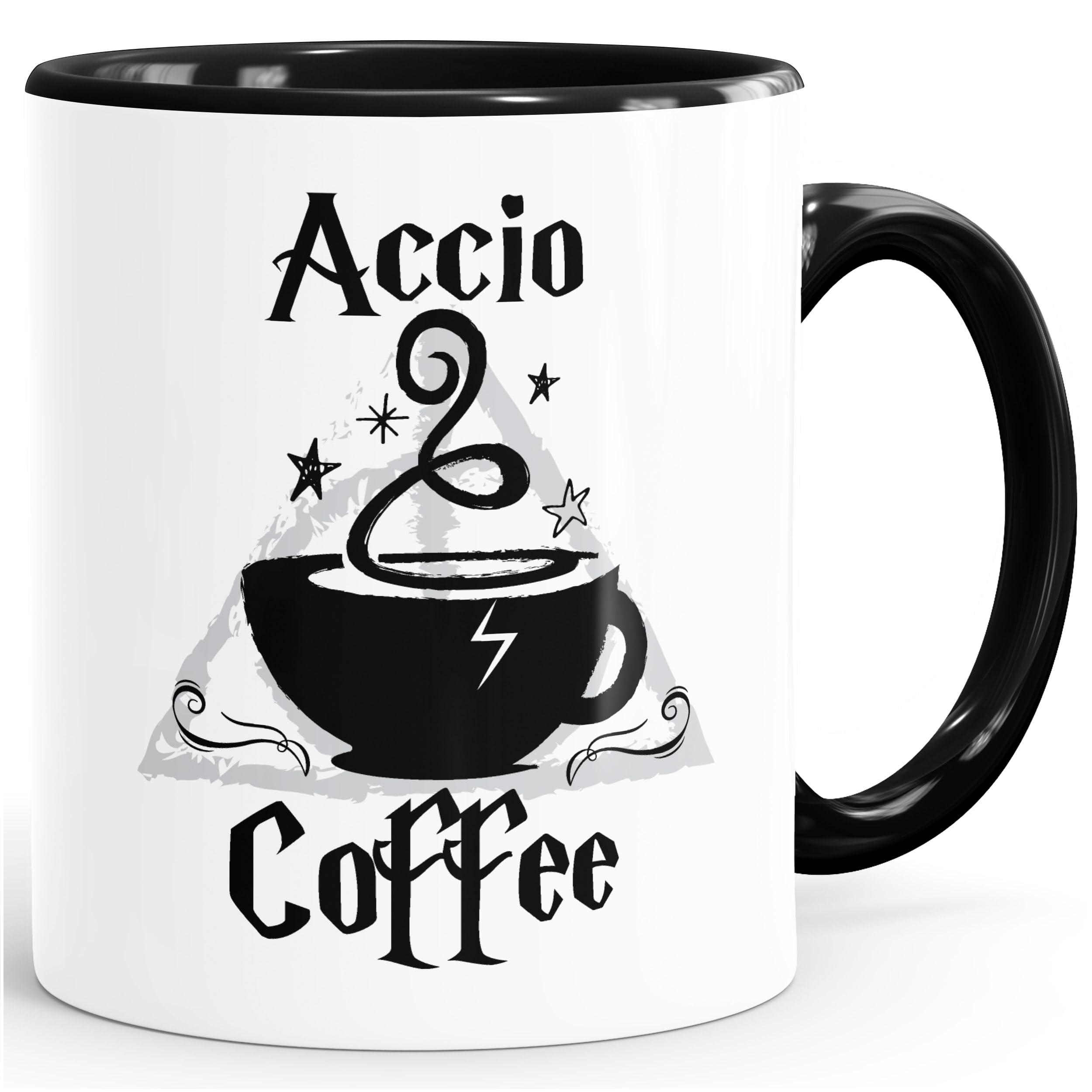 MoonWorks Kaffee-Tasse Spruch Accio Coffee Teetasse Keramiktasse Schwarz unisize