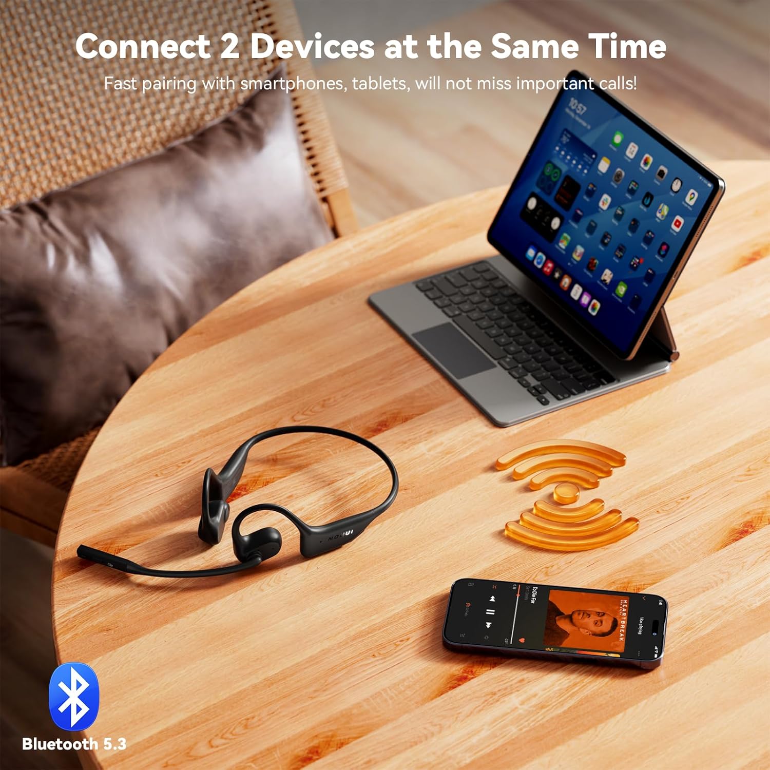 NOUUI NU-HS012 Headphones connecting to multiple devices