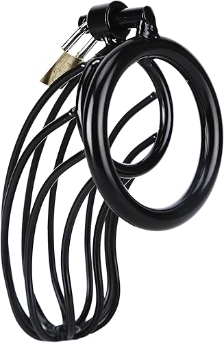 Miniatura 4 de Jaula de castidad masculina  Jaula de metal grande para pene con dispositivo de castidad bloqueado con 3 tamaños de anillos y 2 llaves, juguetes